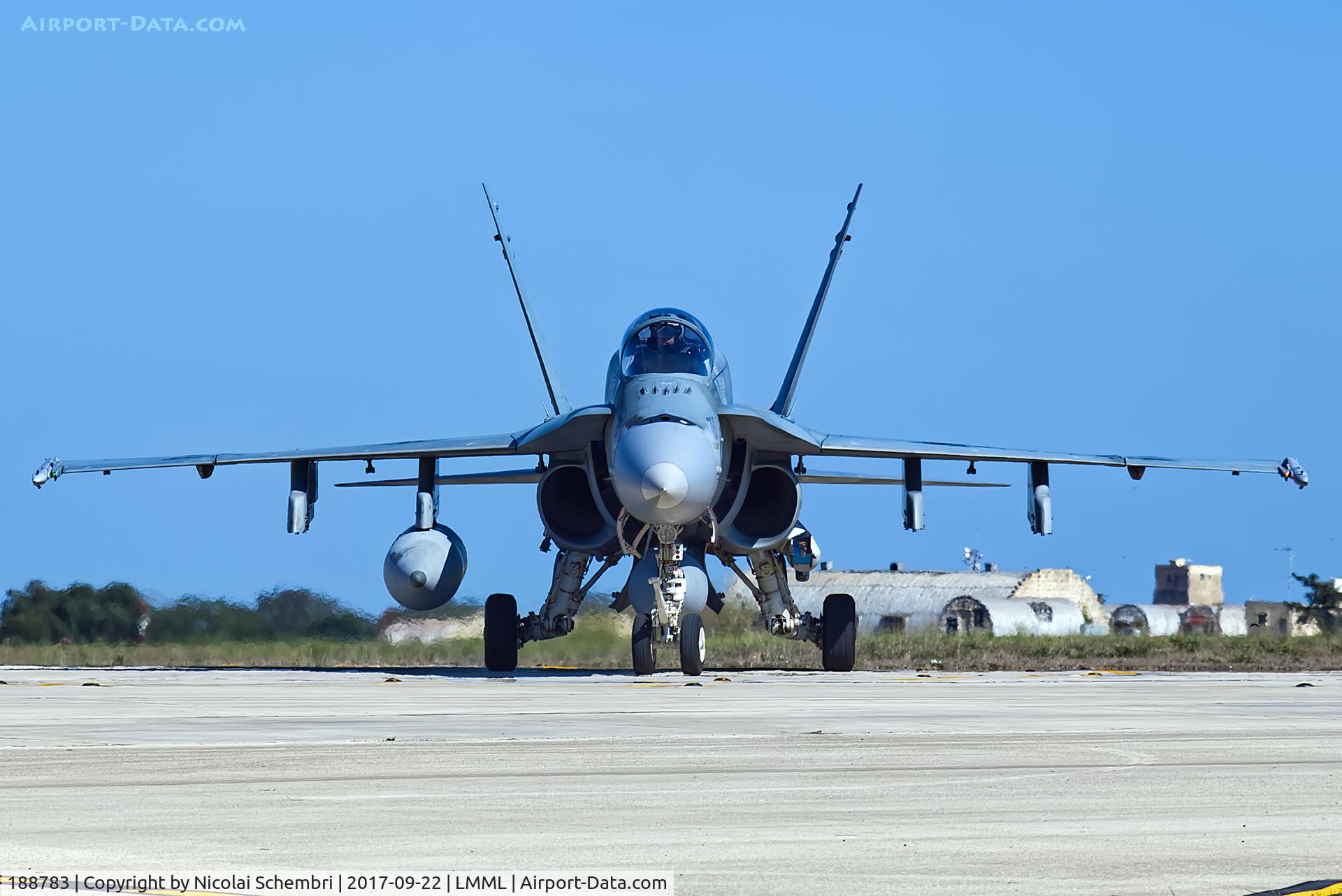 188783, 1987 McDonnell Douglas CF-188A Hornet C/N 0567/A474, Arriving for the Malta International Airshow 2017.