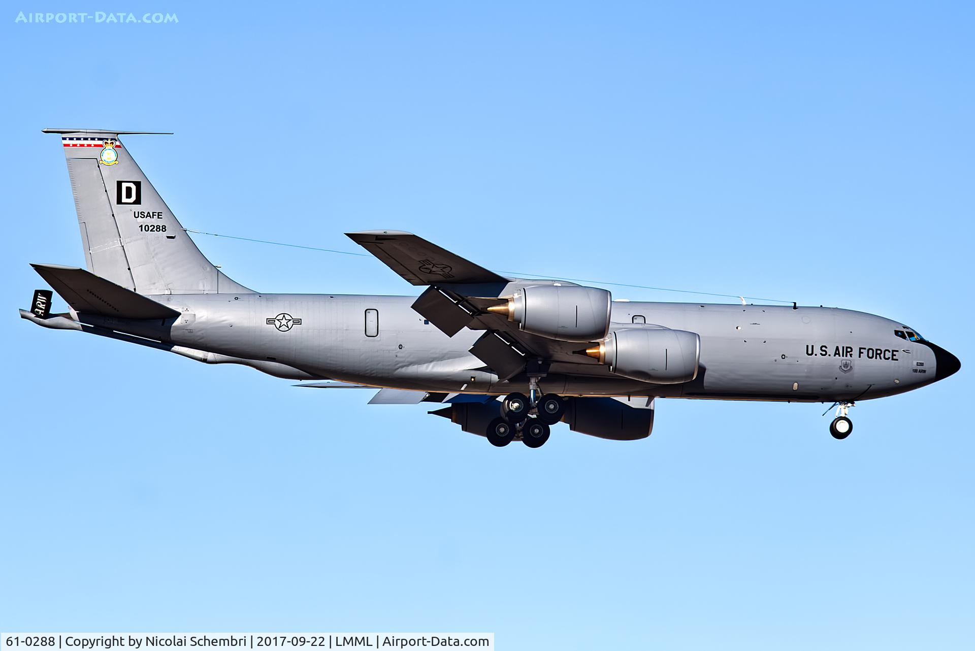 61-0288, 1961 Boeing KC-135R Stratotanker C/N 18195, Arriving for the Malta International Airshow 2017.