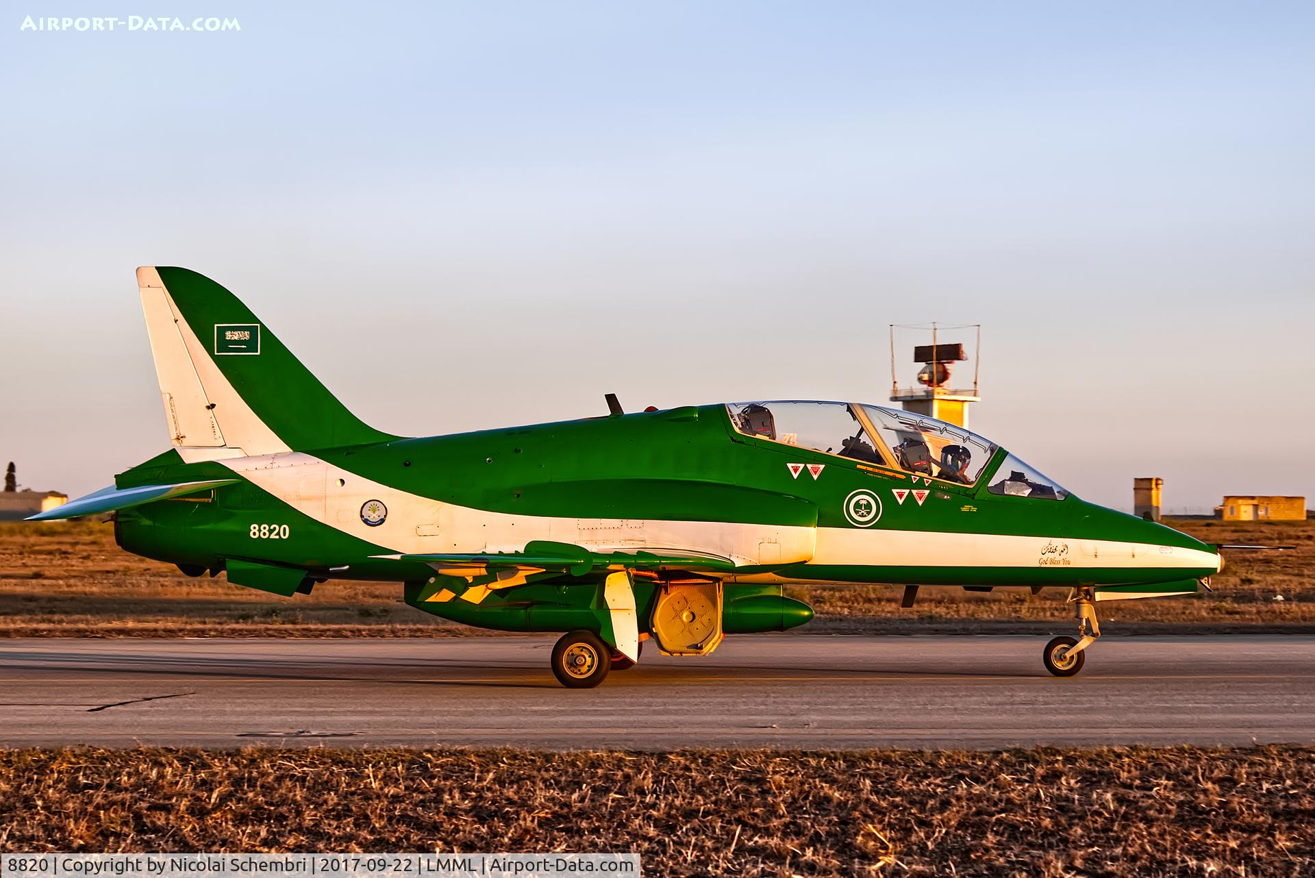 8820, British Aerospace Hawk 65A C/N 6Y006, Arriving for the Malta International Airshow 2017.