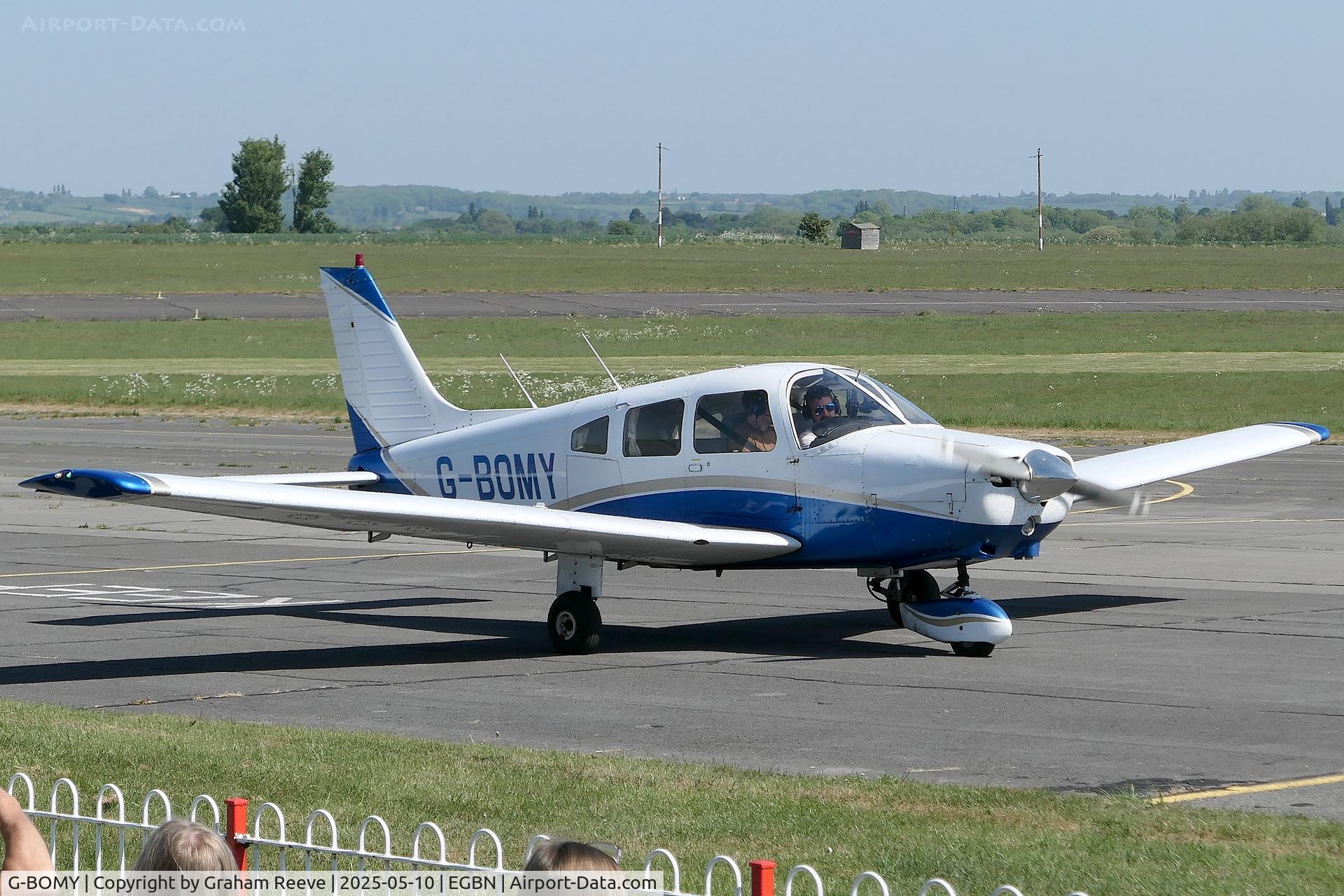 G-BOMY, 1982 Piper PA-28-161 Cherokee Warrior II C/N 28-8216049, Just landed at Tollerton.