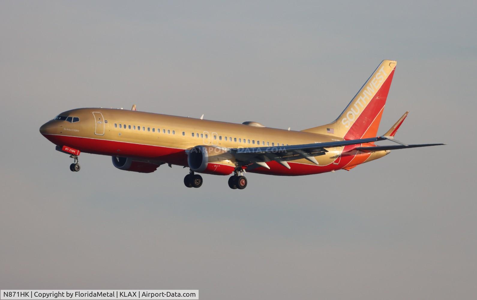 N871HK, 2022 Boeing 737-8 MAX C/N 67775, SWA 737-8 gold retro zx las-lax