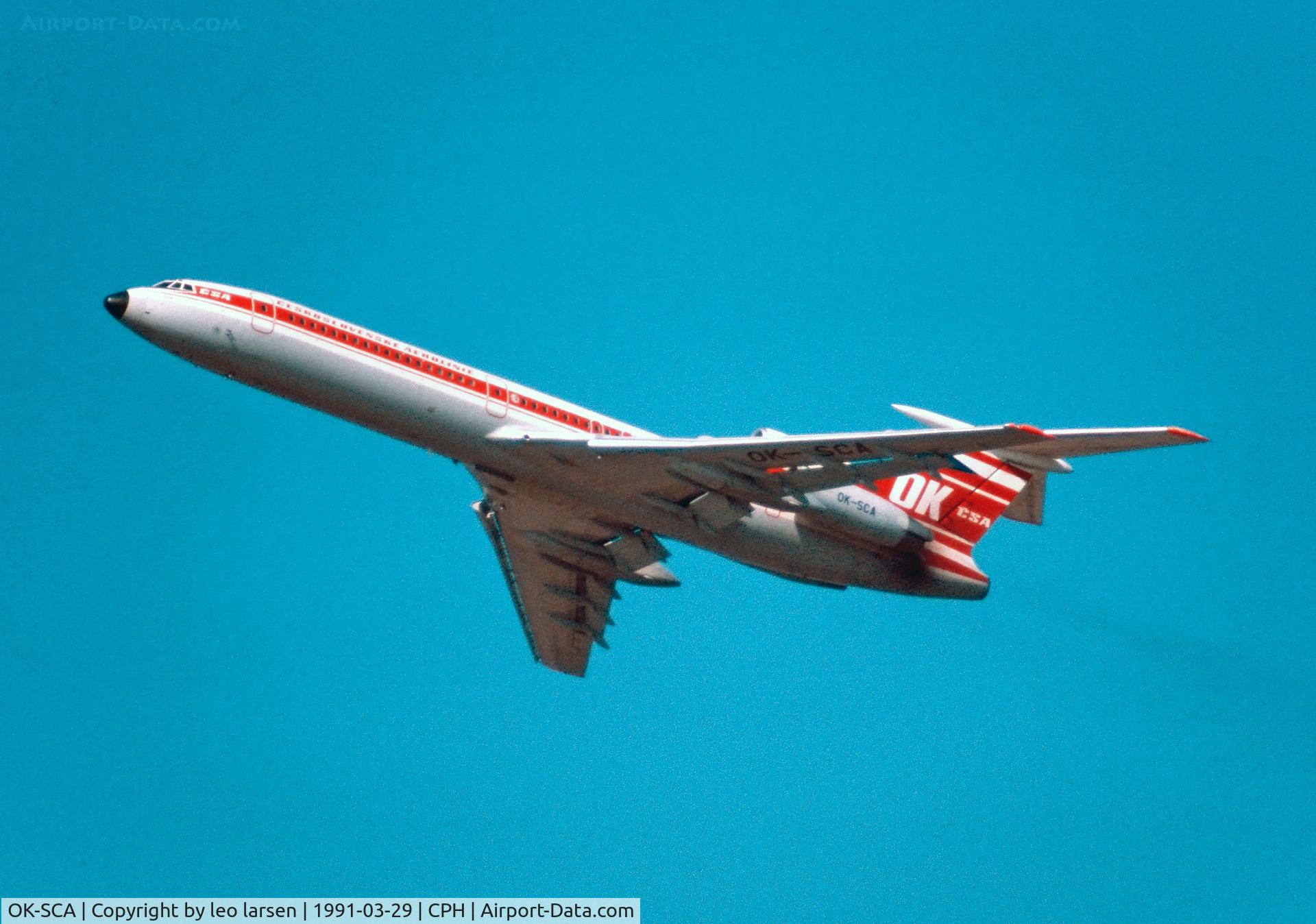 OK-SCA, 1987 Tupolev Tu-154M C/N 87A765, Copenhagen 29.3.1991