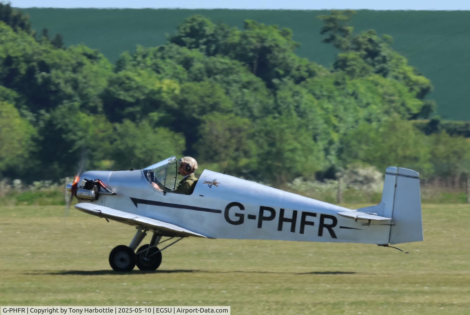 G-PHFR, 1955 Druine D.31 Turbulent C/N 201, Landing at Duxford following display with two others at first Flying Day of 2025