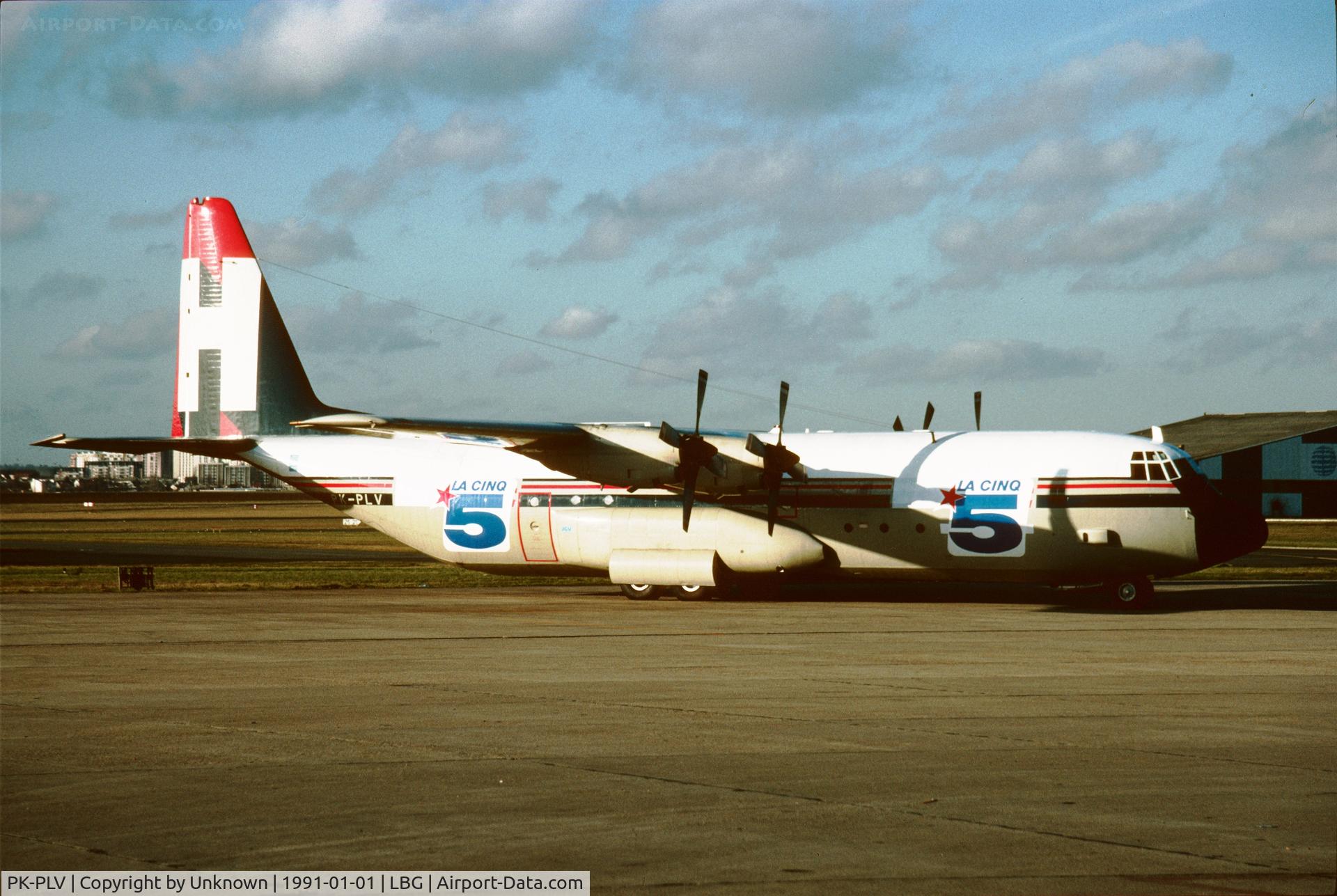 PK-PLV, 1979 Lockheed L-100-30 Hercules (L-382G) C/N 382-4826, Paris LBG 1.1.1991
