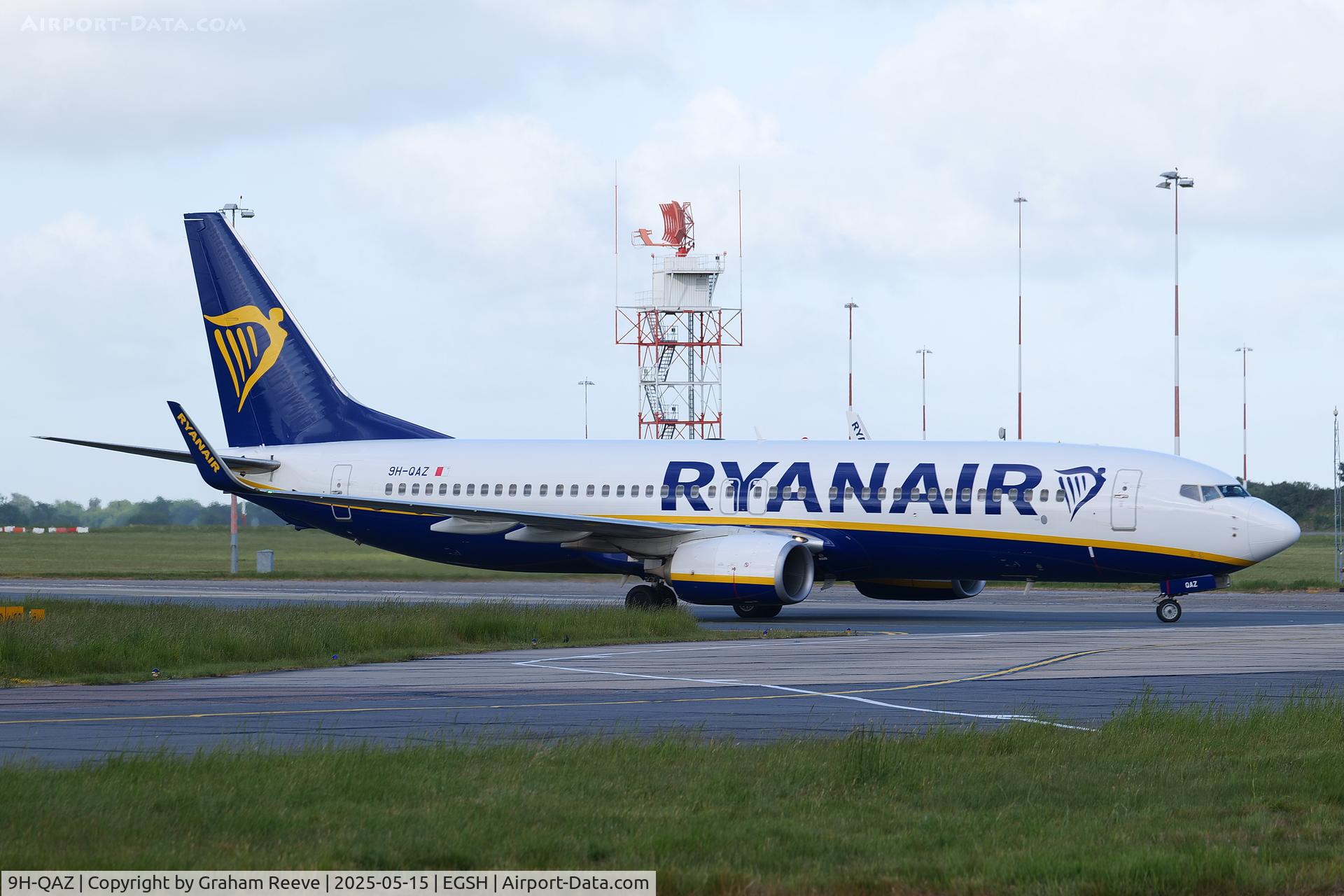 9H-QAZ, 2015 Boeing 737-8AS C/N 44700, Just landed at Norwich.
