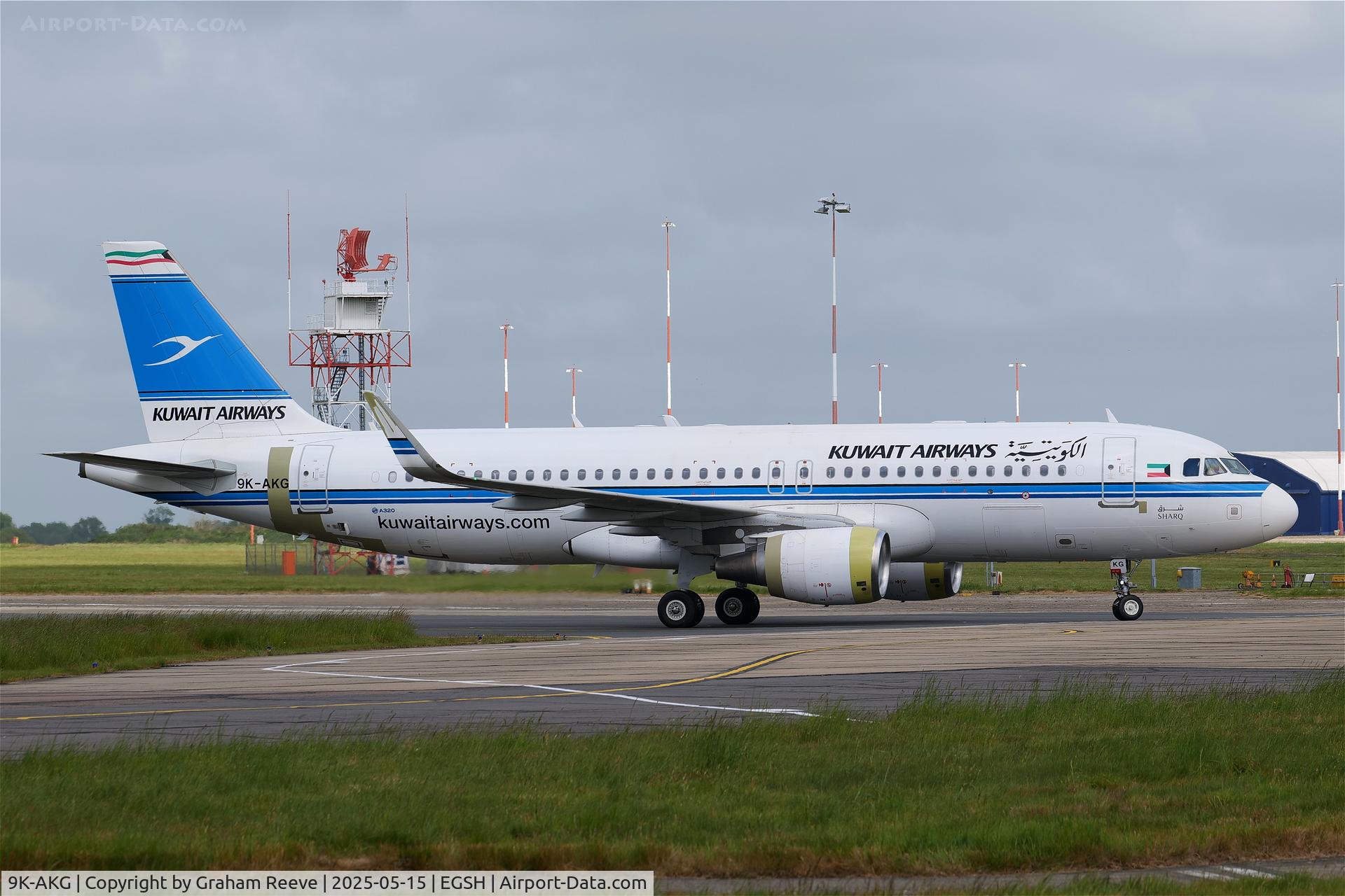 9K-AKG, 2015 Airbus A320-214 C/N 6458, Just landed at Norwich.