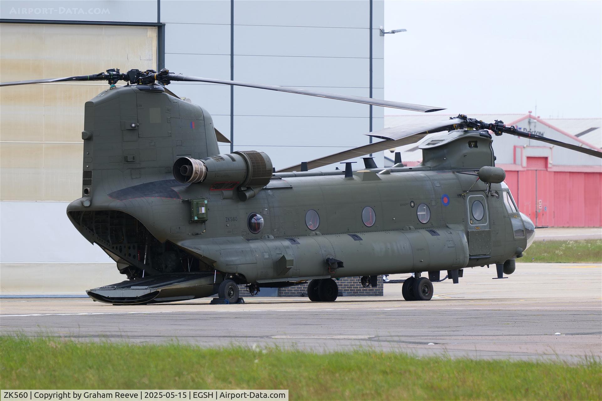 ZK560, 2012 Boeing Chinook HC.6 C/N M7741, Parked at Norwich.