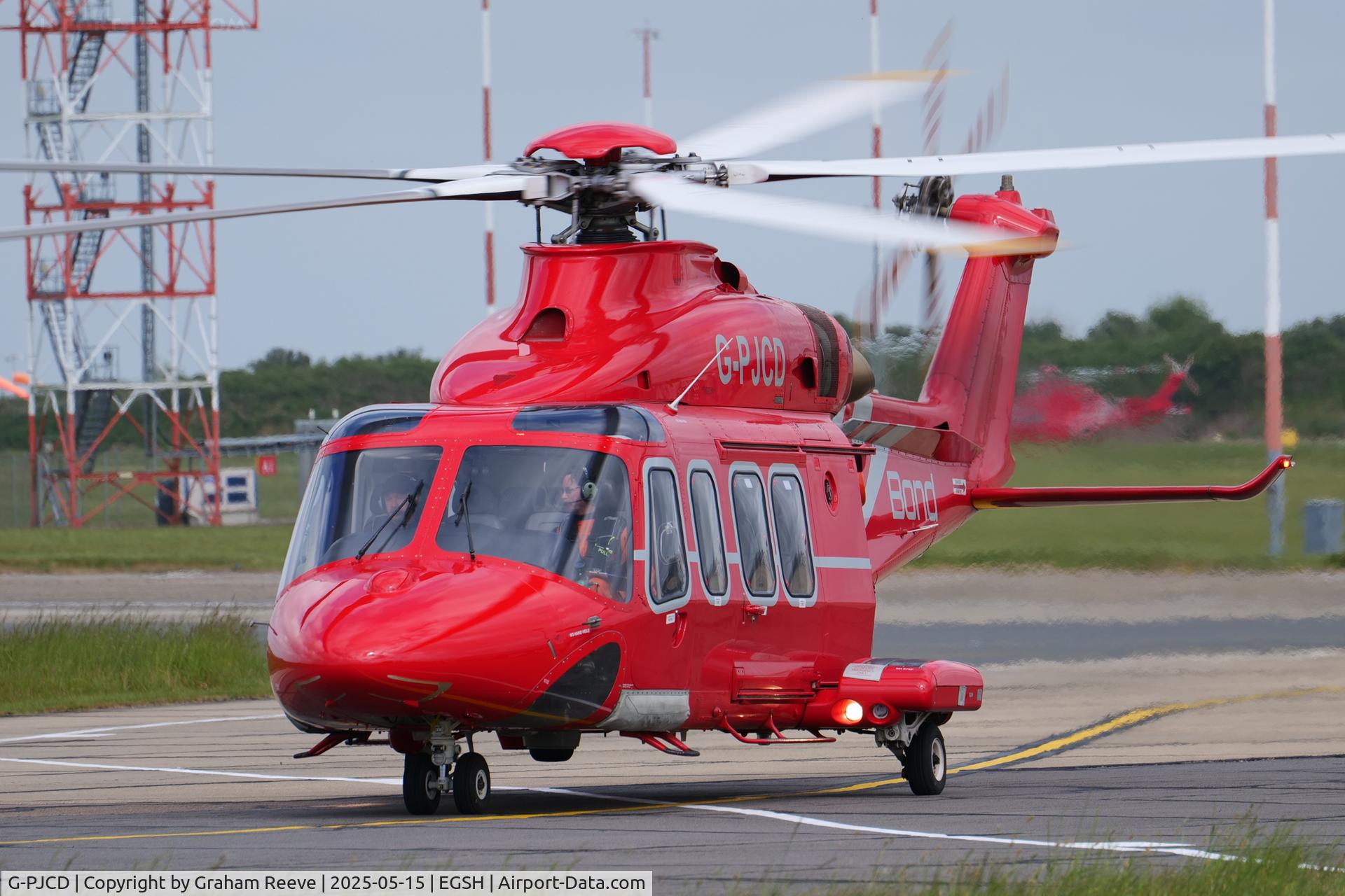 G-PJCD, 2012 AgustaWestland AW-139 C/N 31385, Departing from Norwich.