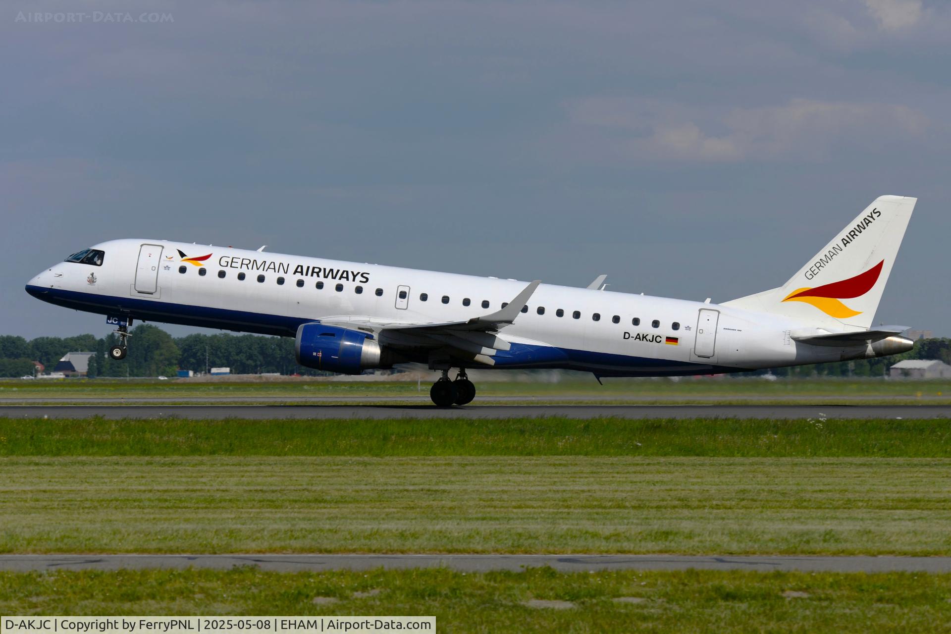D-AKJC, 2008 Embraer 190LR (ERJ-190-100LR) C/N 189, German Airways ERJ190 performing a KLM flight