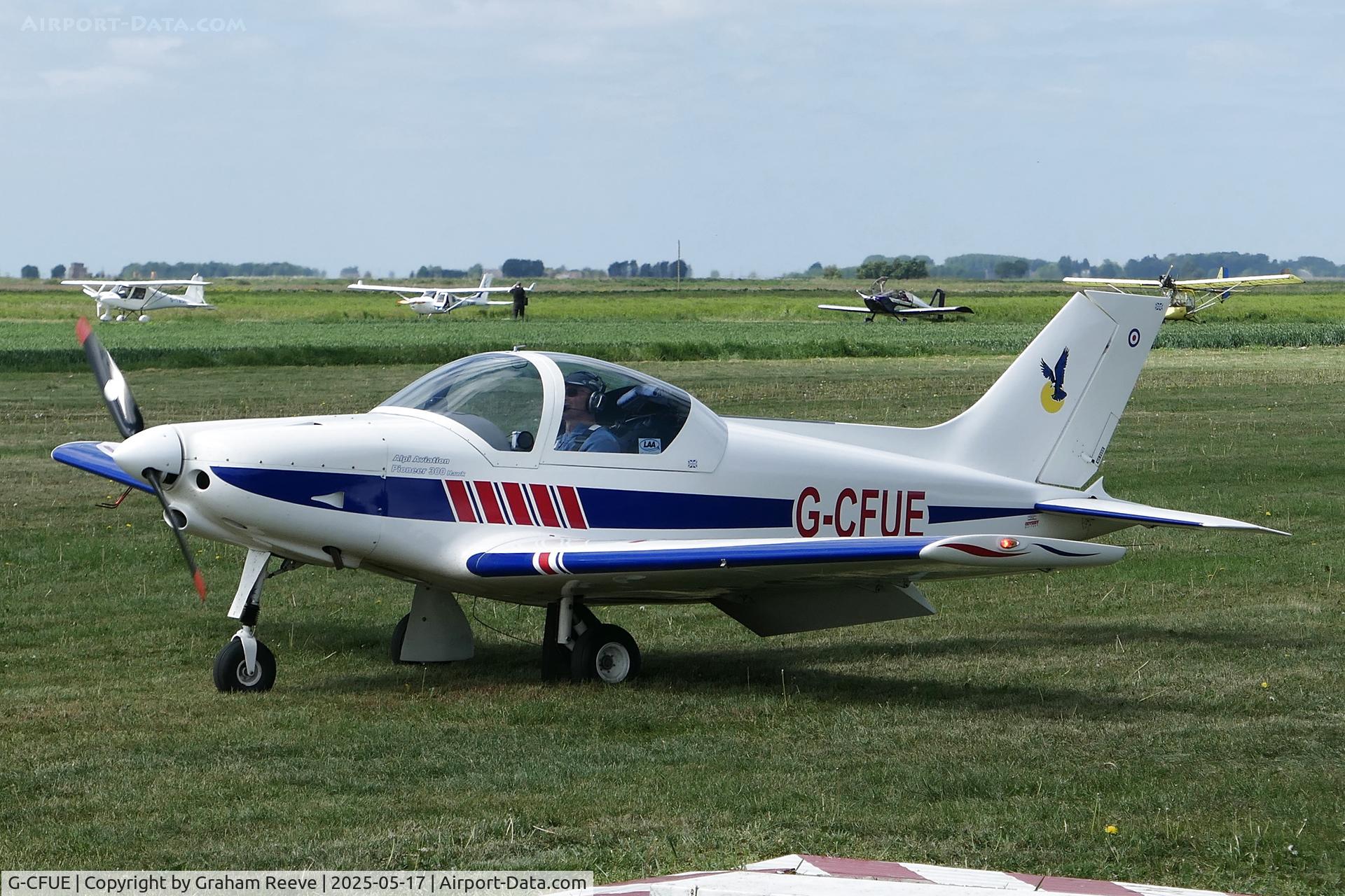 G-CFUE, 2009 Alpi Aviation Pioneer 300 Hawk C/N LAA 330A-14867, Departing from Sutton Meadows.