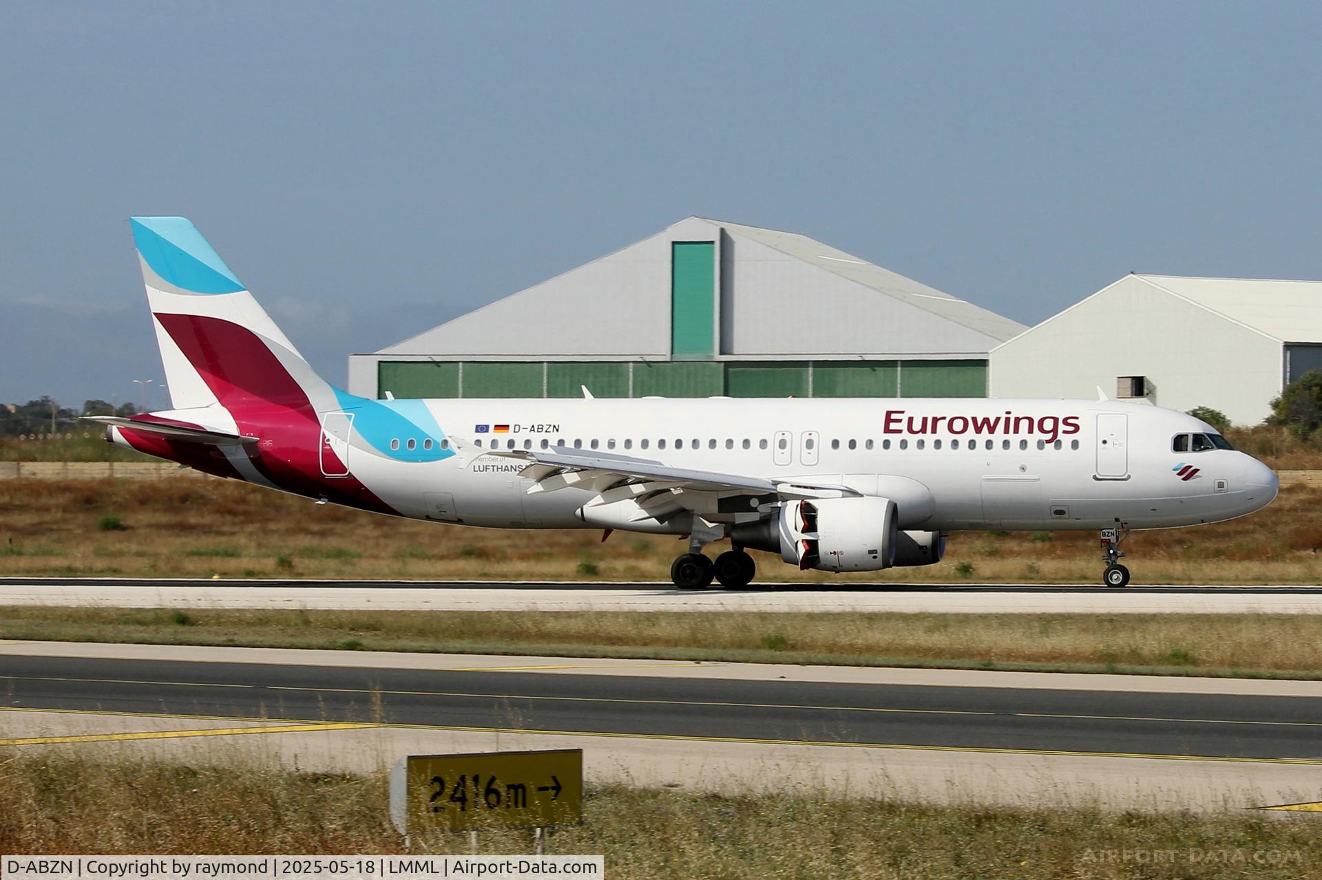 D-ABZN, 2007 Airbus A320-216 C/N 3080, Airbus A320-216 reg D-ABZN of EuroWings just landed in Malta RW31.