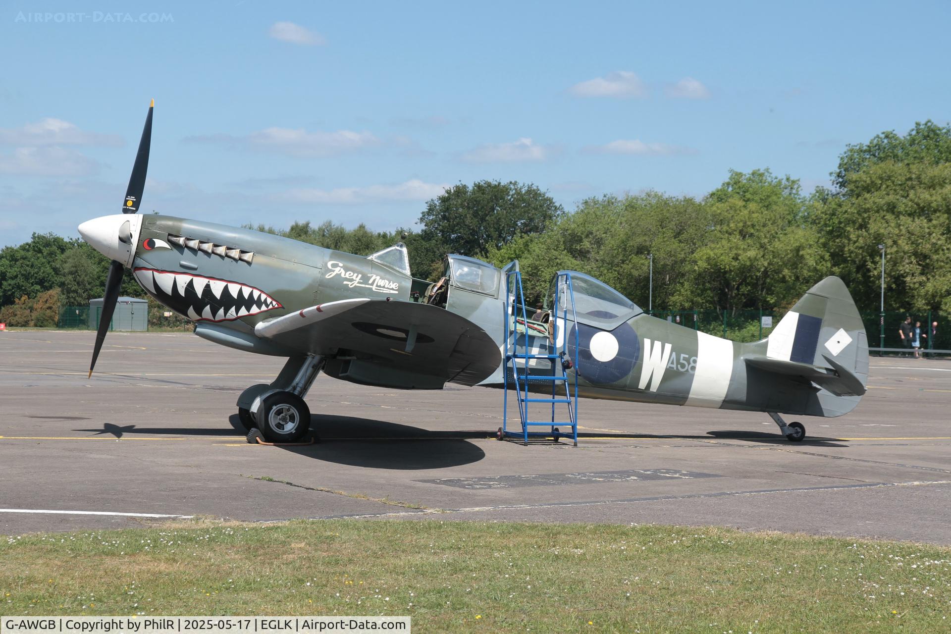 G-AWGB, 1944 Supermarine 509 Spitfire TR.IX C/N CBAF.IX.4494, 'A58-606' (TE308, G-AWGB) 1944 VS Spitfire TlX Blackbushe 