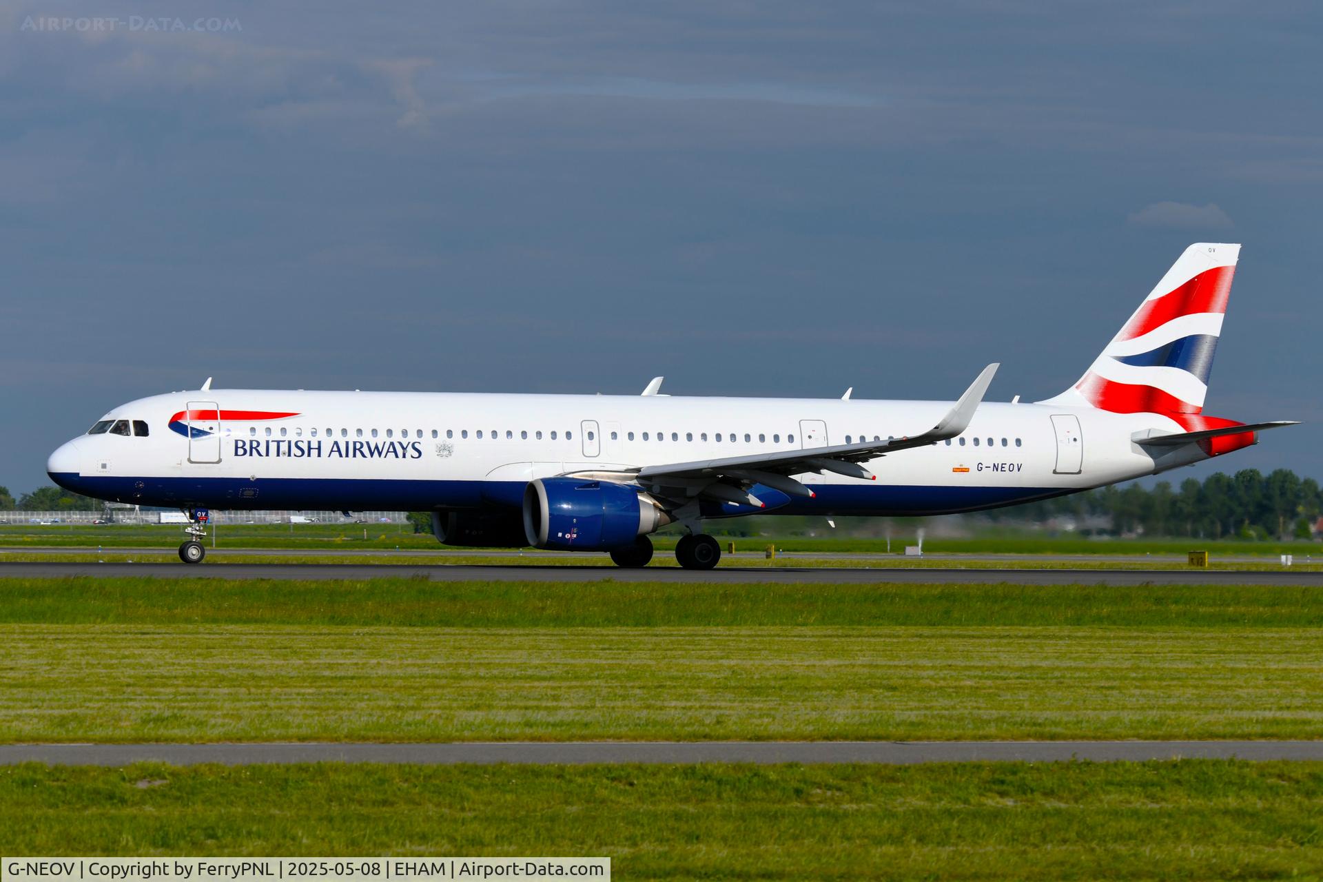 G-NEOV, 2019 Airbus A321-251NX C/N 8930, BA A321N departing AMS