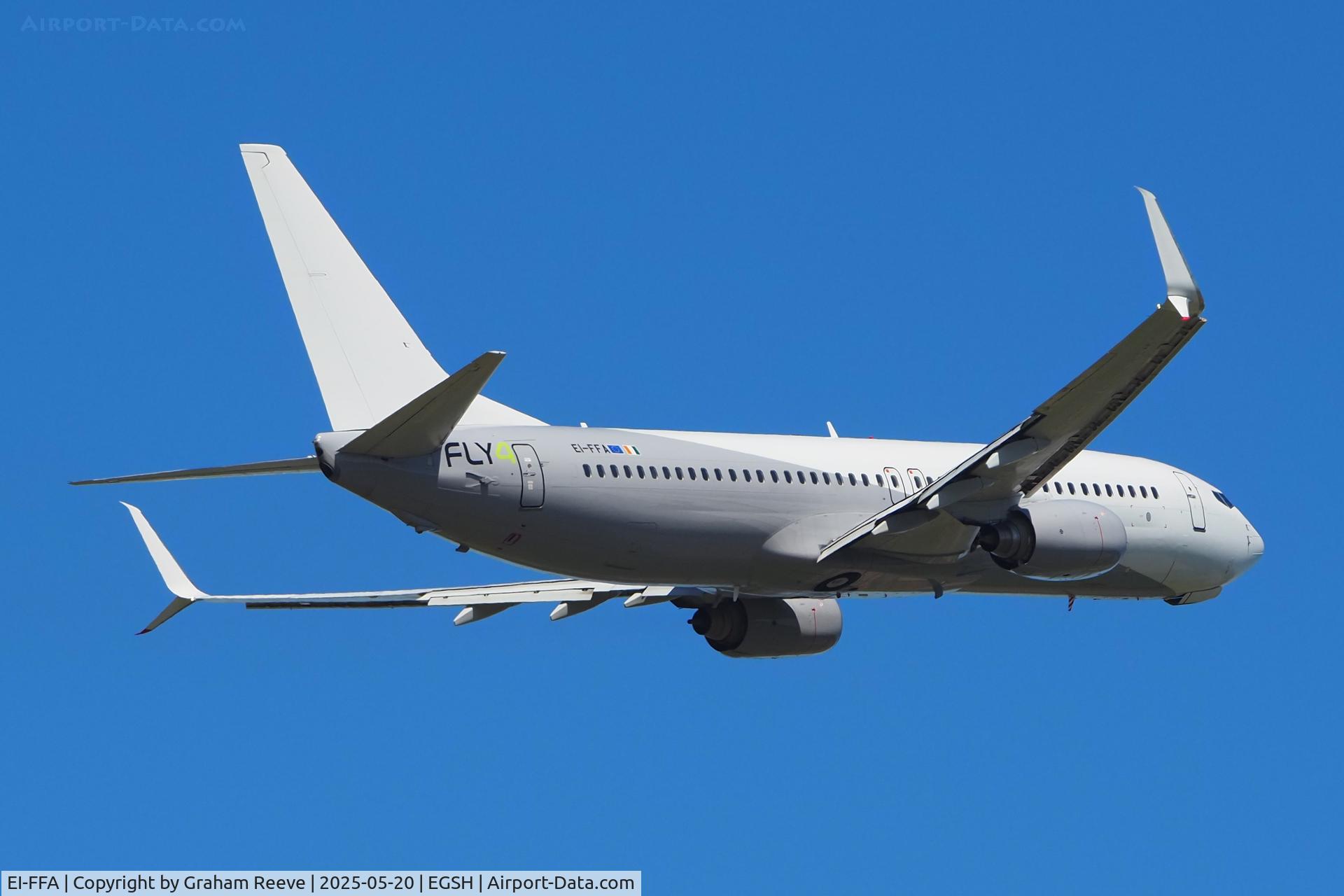 EI-FFA, 2011 Boeing 737-8K5 C/N 38097, Departing from Norwich.