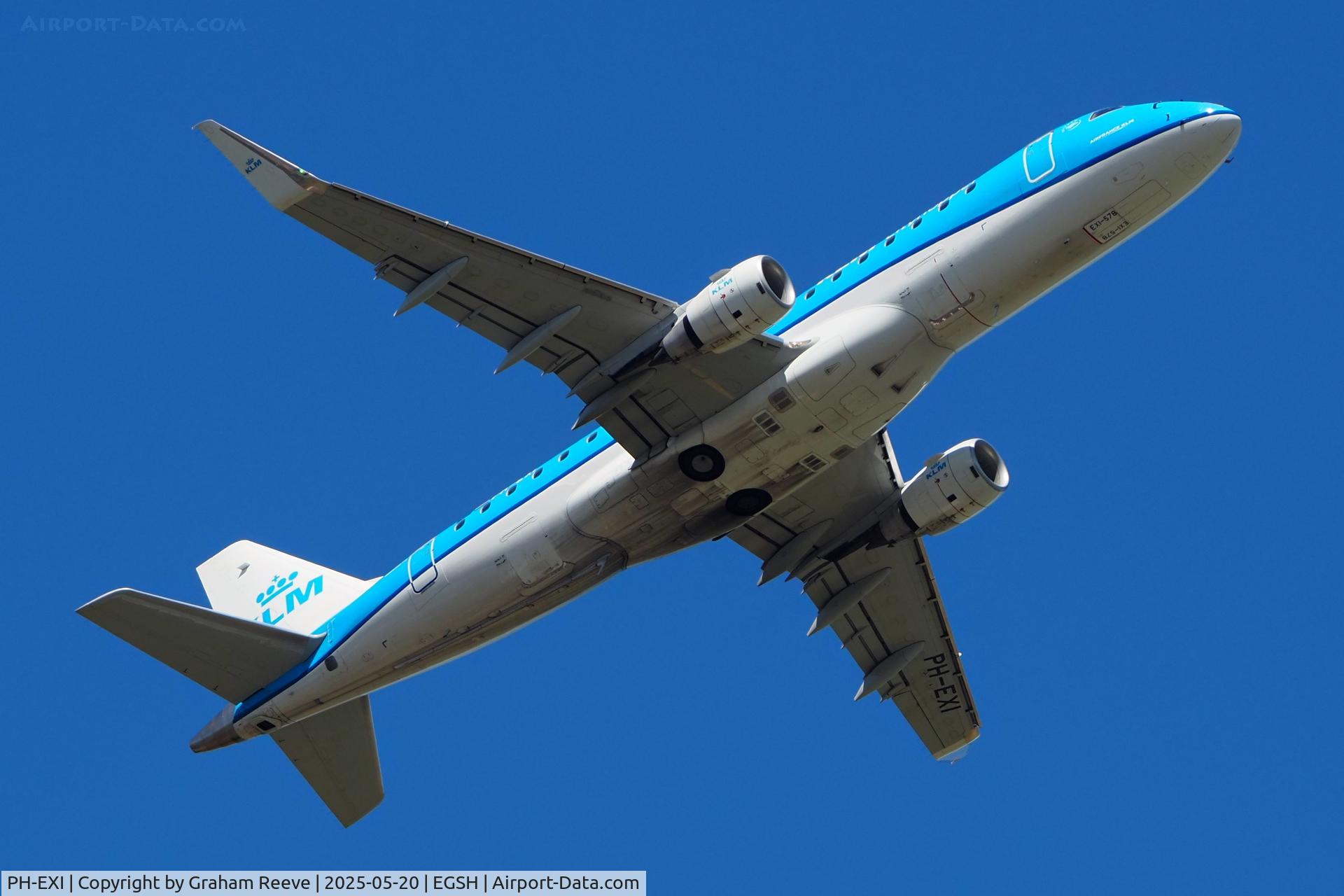 PH-EXI, 2016 Embraer 175STD (ERJ-170-200) C/N 17000578, Departing from Norwich.