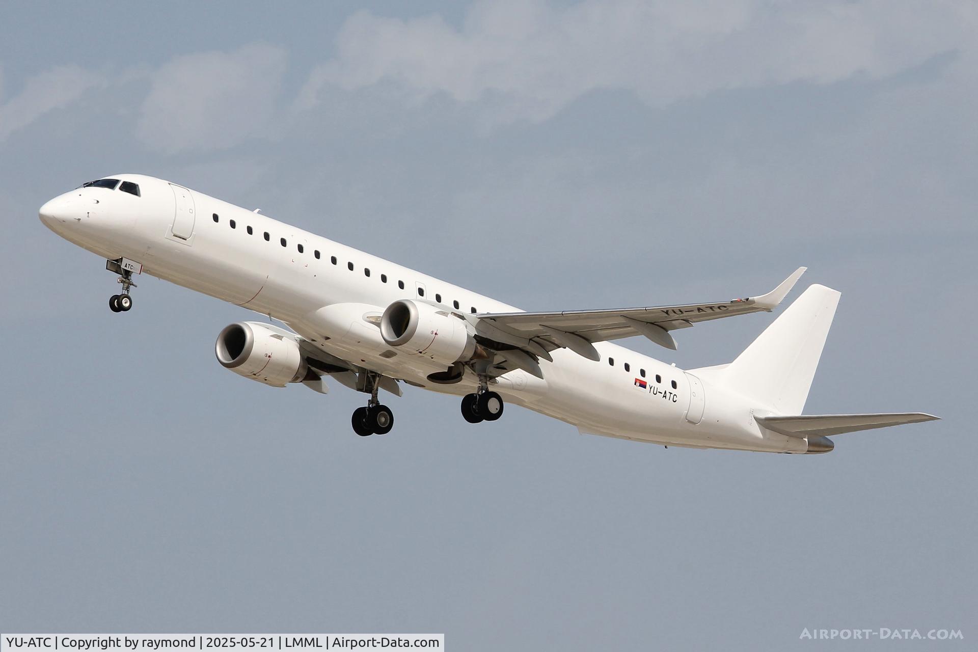 YU-ATC, Embraer ERJ-190-200 LR C/N 671, Air Serbia Embraer ERJ-190-200LR reg YU-ATC airborne from Malta.