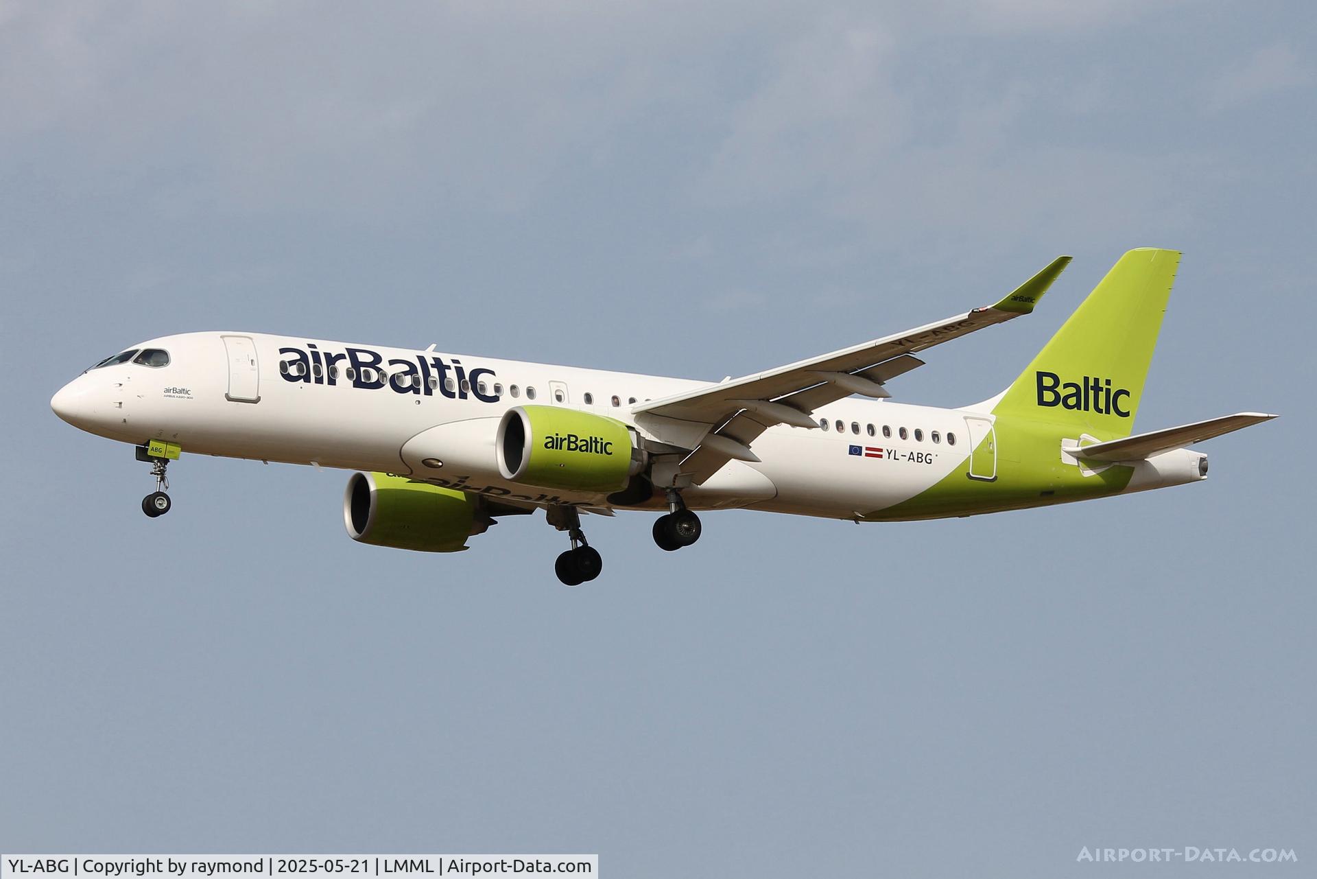 YL-ABG, 2022 Airbus A220-300 C/N 55154, Airbus A220-300 reg YL-ABG of Air Baltic landing in Malta.
