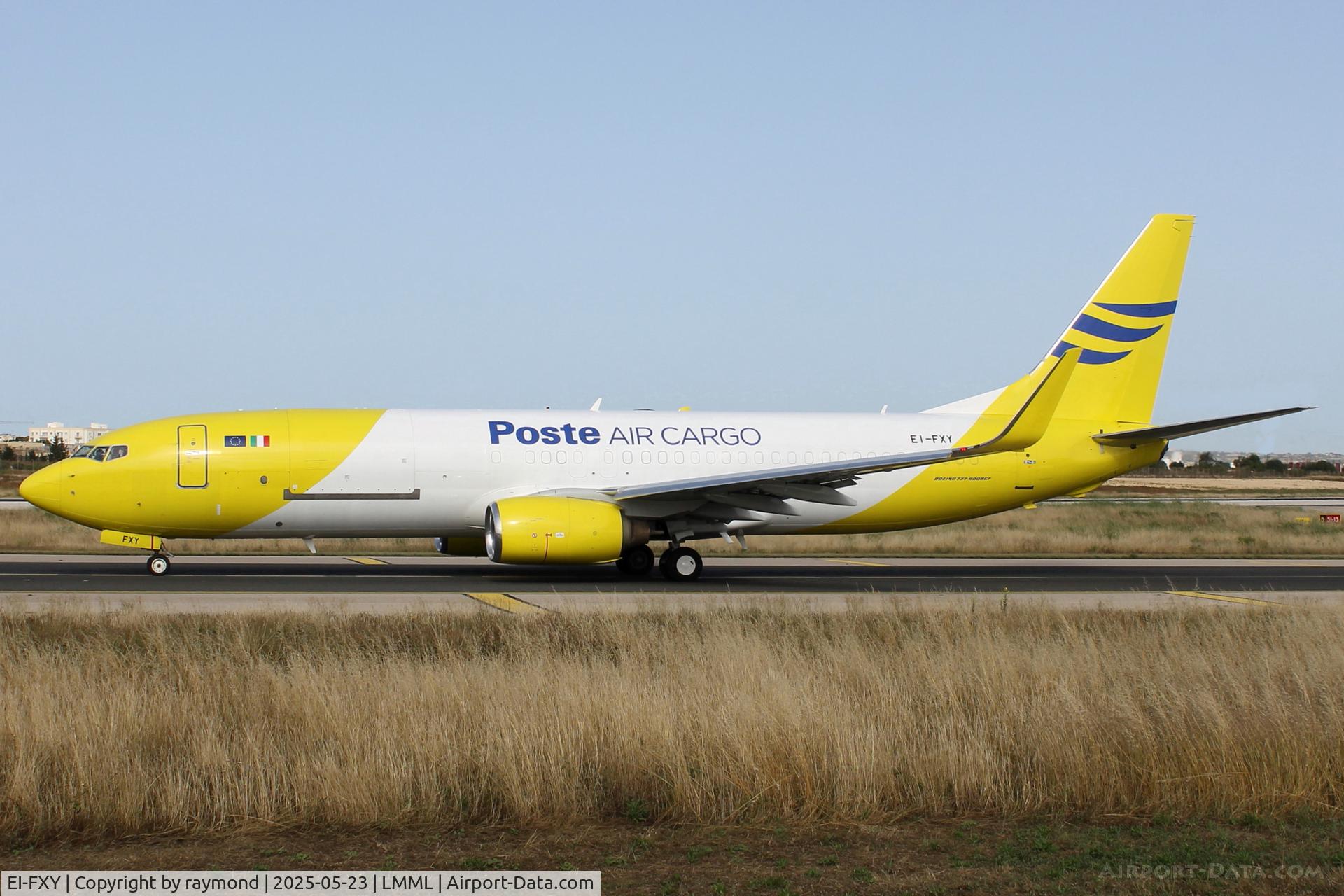 EI-FXY, 2006 Boeing 737-8EH C/N 34281, Boeing 737-8EH(BCF) reg EI-FXY of Poste Italiane taxying out for departure from Malta.