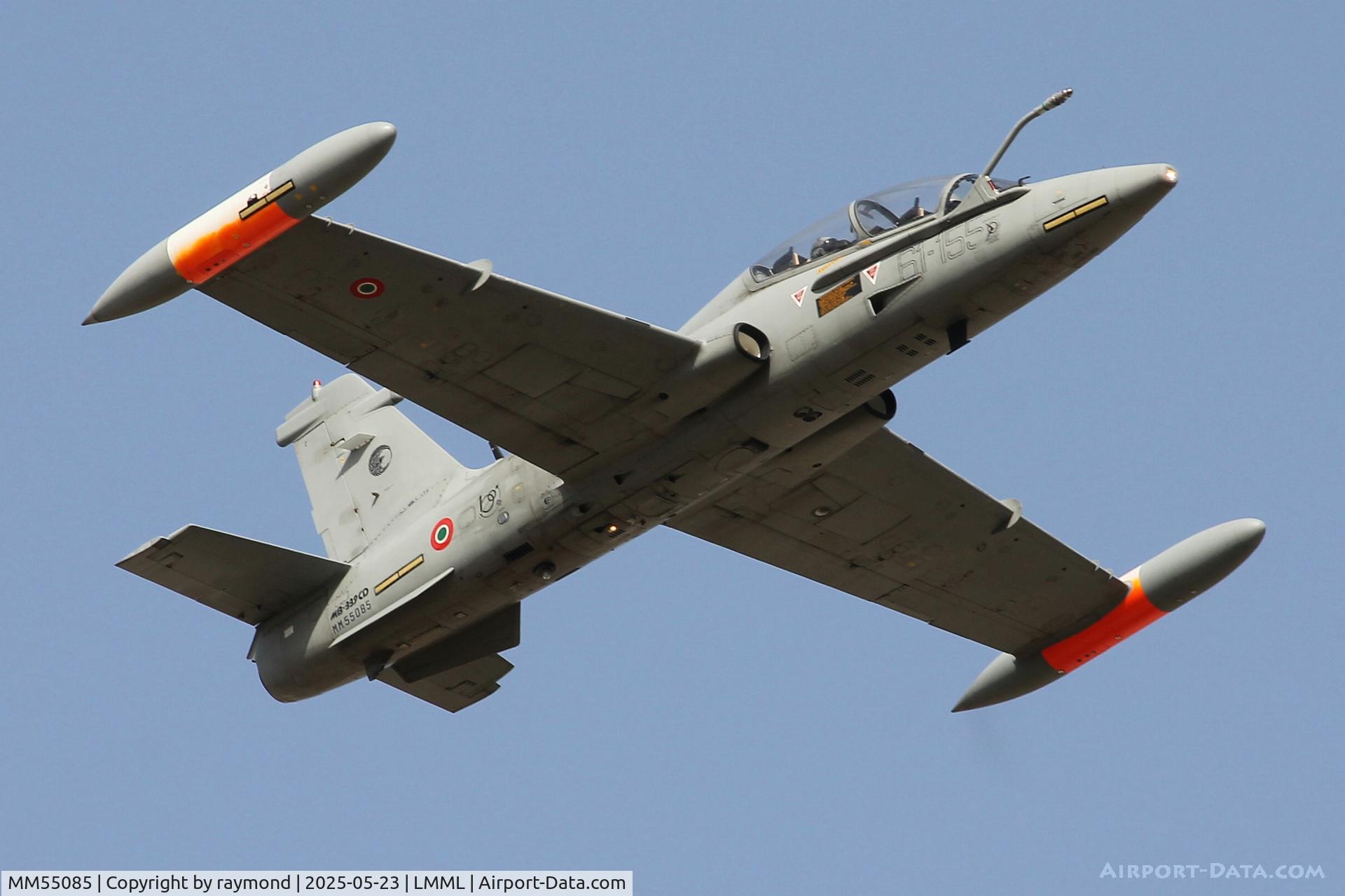 MM55085, Aermacchi MB-339CD C/N 6954/221/CD024, Taking off from RW05 at Malta, Aermacchi MB-339CD reg MM55085/61-155 of Italian Air Force on a navigational flight.