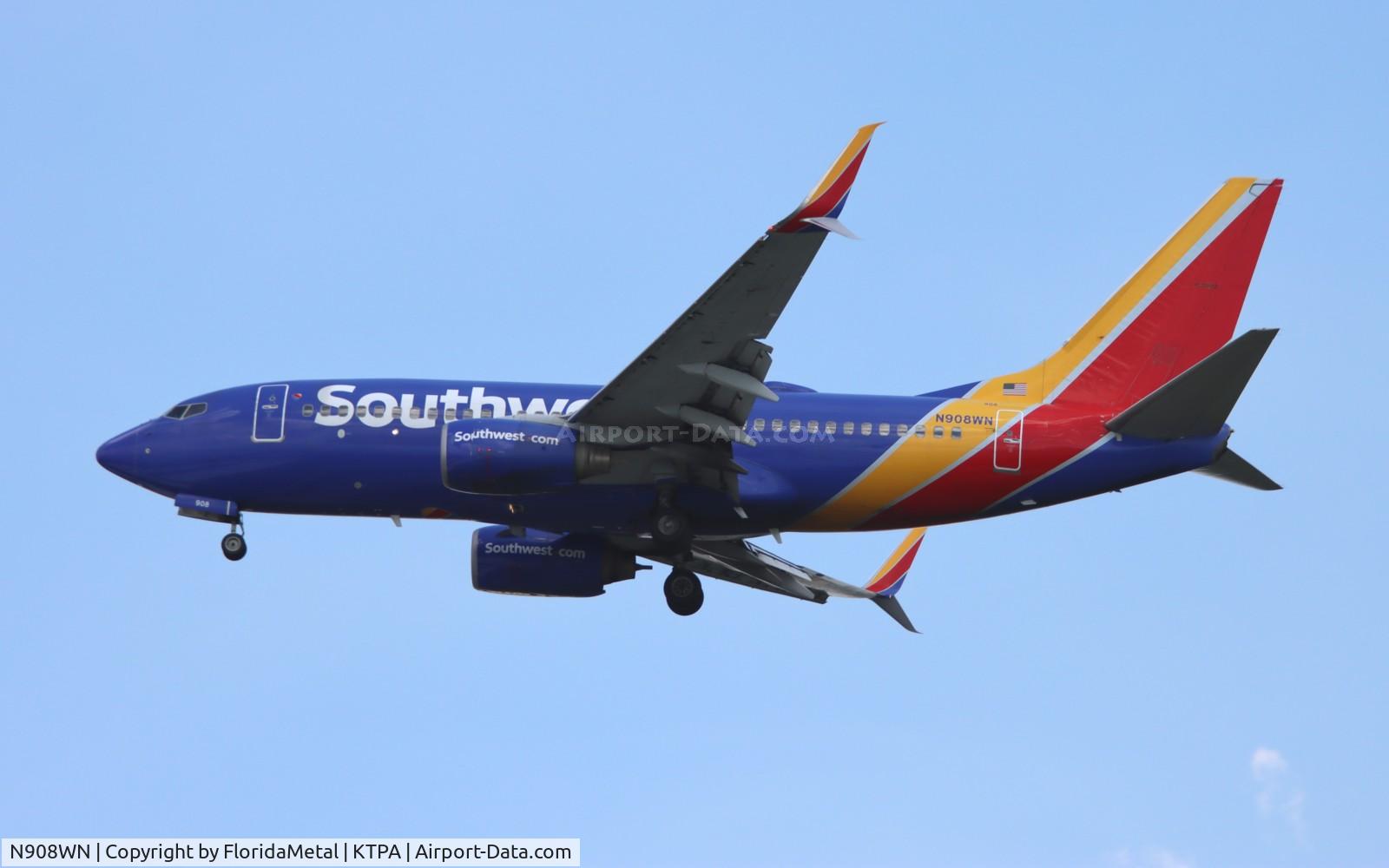 N908WN, 2008 Boeing 737-7H4 C/N 36620, SWA 737 zx mke-tpa