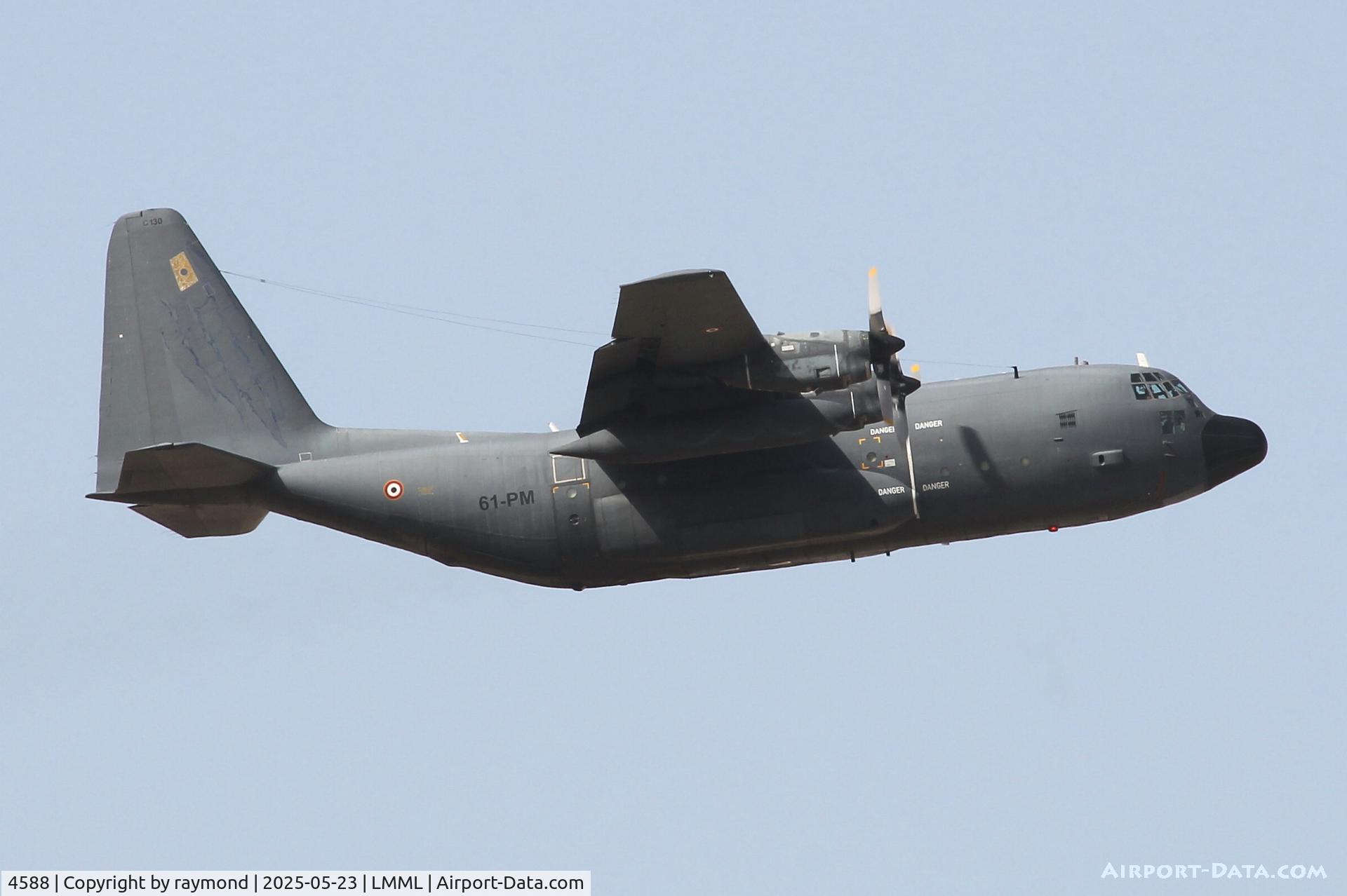 4588, 1975 Lockheed C-130H Hercules C/N 382-4588, Lockheed C-130H Hercules reg 4588/61-PM of French Air Force departing Malta.