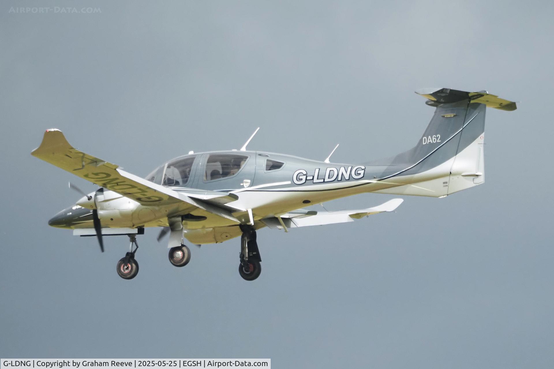 G-LDNG, 2017 Diamond DA-62 C/N 62.066, Landing at Norwich.