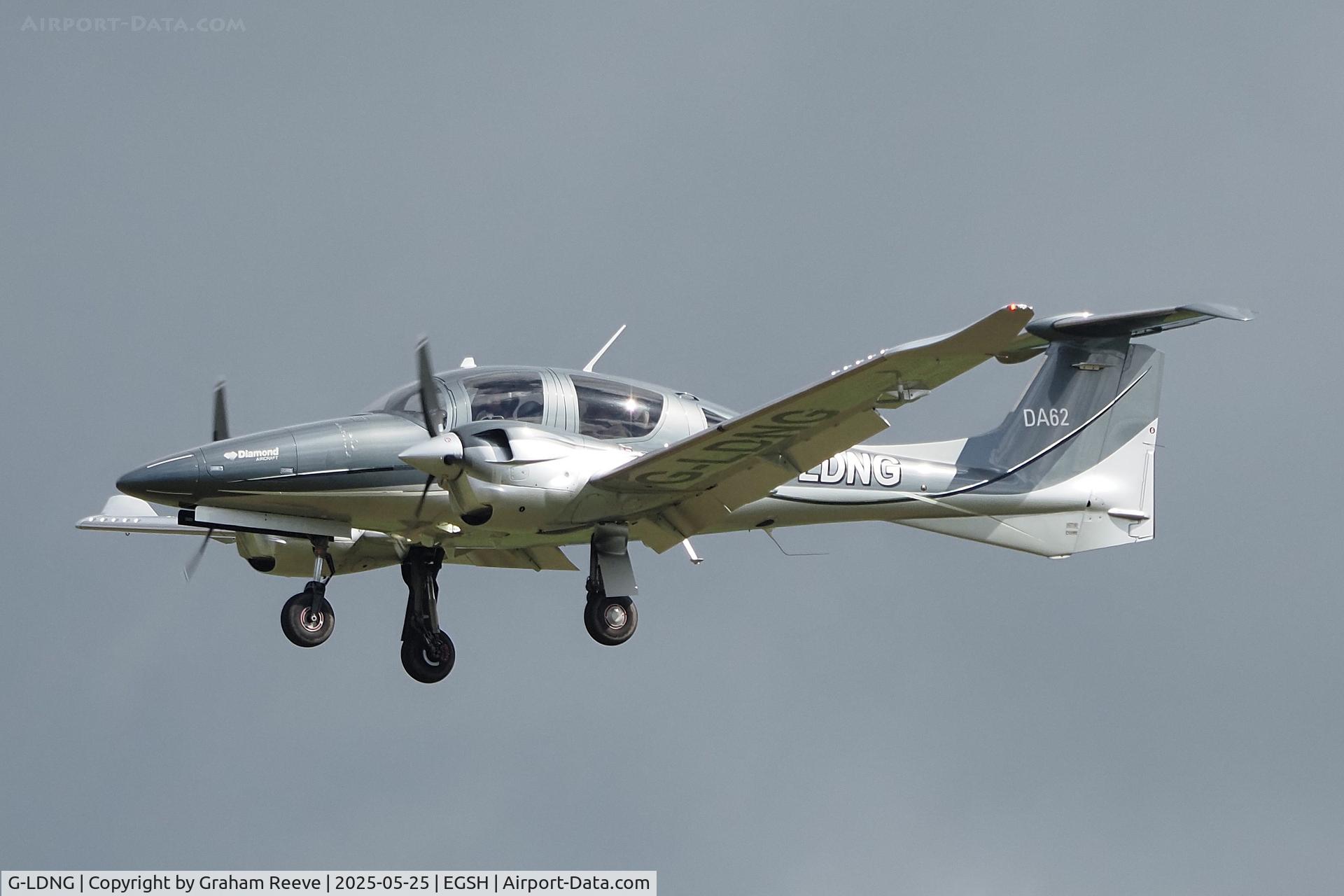 G-LDNG, 2017 Diamond DA-62 C/N 62.066, Landing at Norwich.