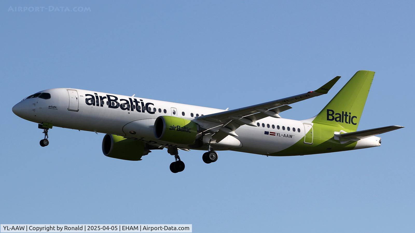 YL-AAW, 2020 Airbus A220-300 C/N 55086, at eham
