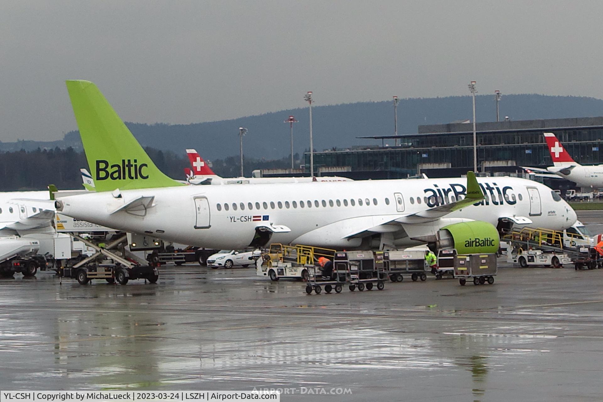 YL-CSH, 2017 Airbus A220-300 C/N 55016, At Zurich