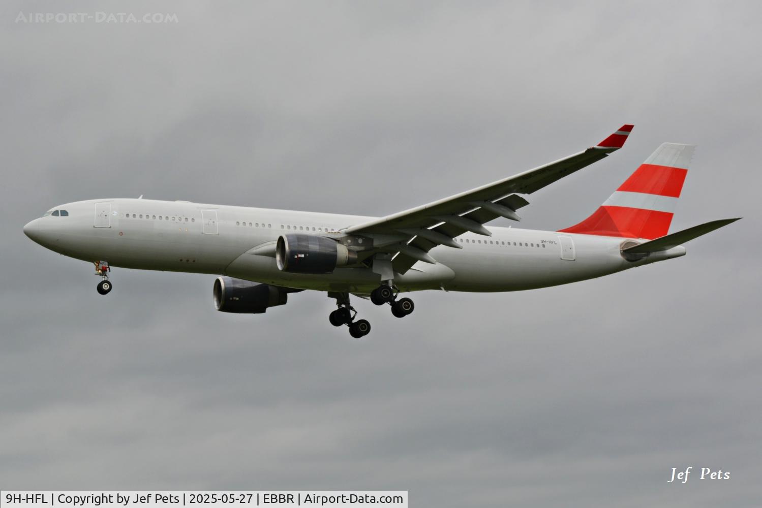 9H-HFL, 2009 Airbus A330-223 C/N 1002, Landing at Brussels Airport.