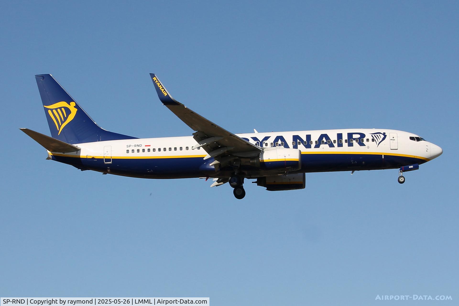 SP-RND, 2009 Boeing 737-8AS C/N 35002, Boeing 737-800 reg SP-RND of Ryanair Sun on final approach to land in Malta.