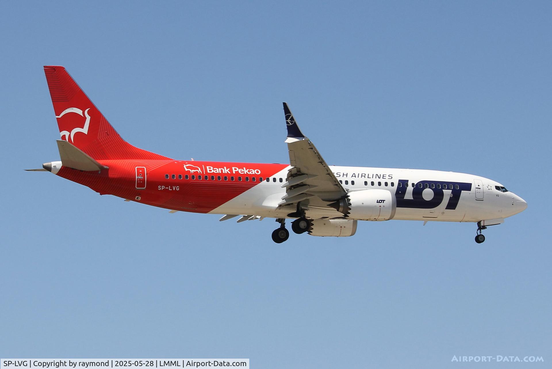 SP-LVG, 2019 Boeing 737-8 MAX C/N 43309, Boeing 737-8 MAX reg SP-LVG of LOT Polish Airlines in Bank Pakeo livery landing in Malta.