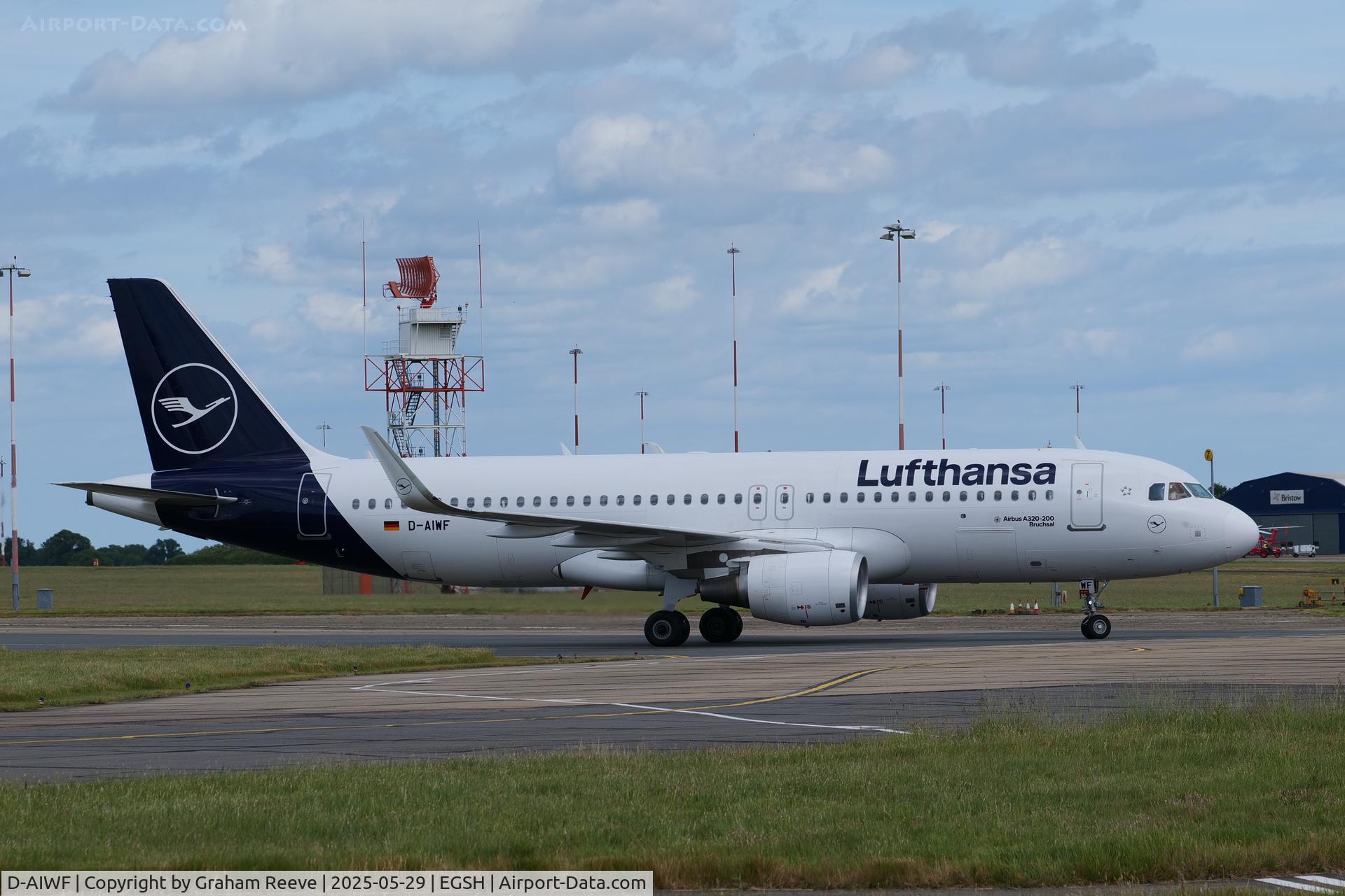 D-AIWF, 2019 Airbus A320-214 C/N 8853, Just landed at Norwich.