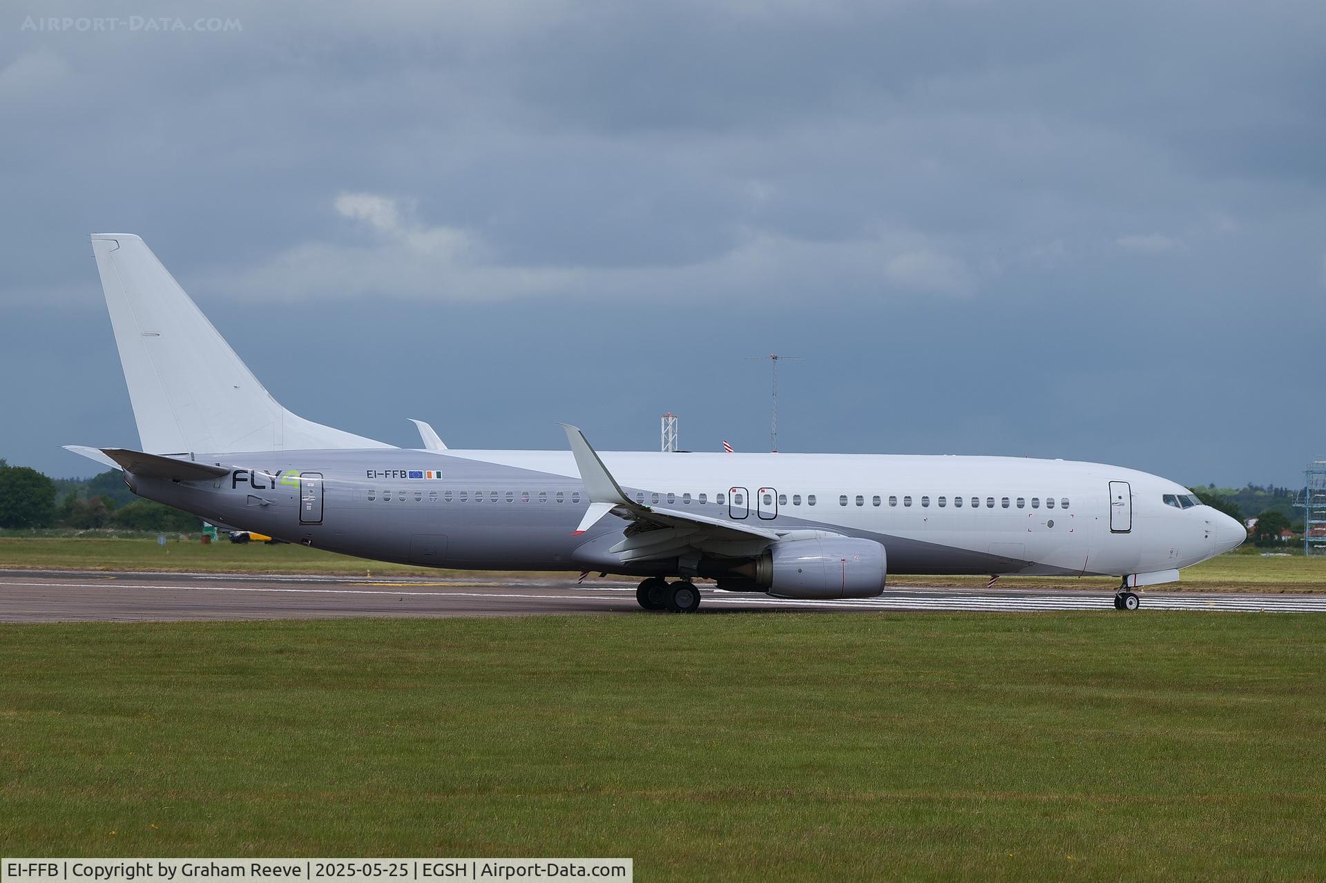 EI-FFB, 2012 Boeing B-737-8K5(W) C/N 37243, Departing from Norwich.
