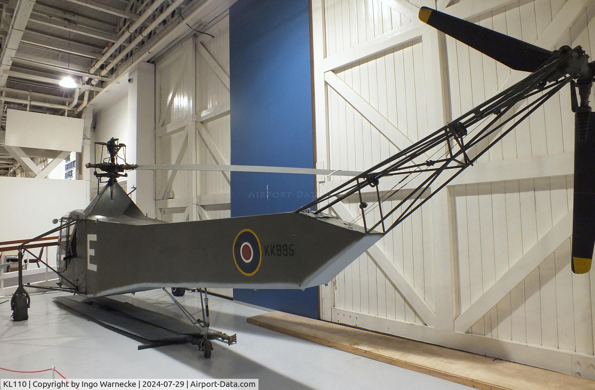 KL110, 1944 Sikorsky R-4B Hoverfly I C/N 140, Sikorsky R-4B Hoverfly Mk1 (containing parts of KK995) at the RAF Museum Hendon