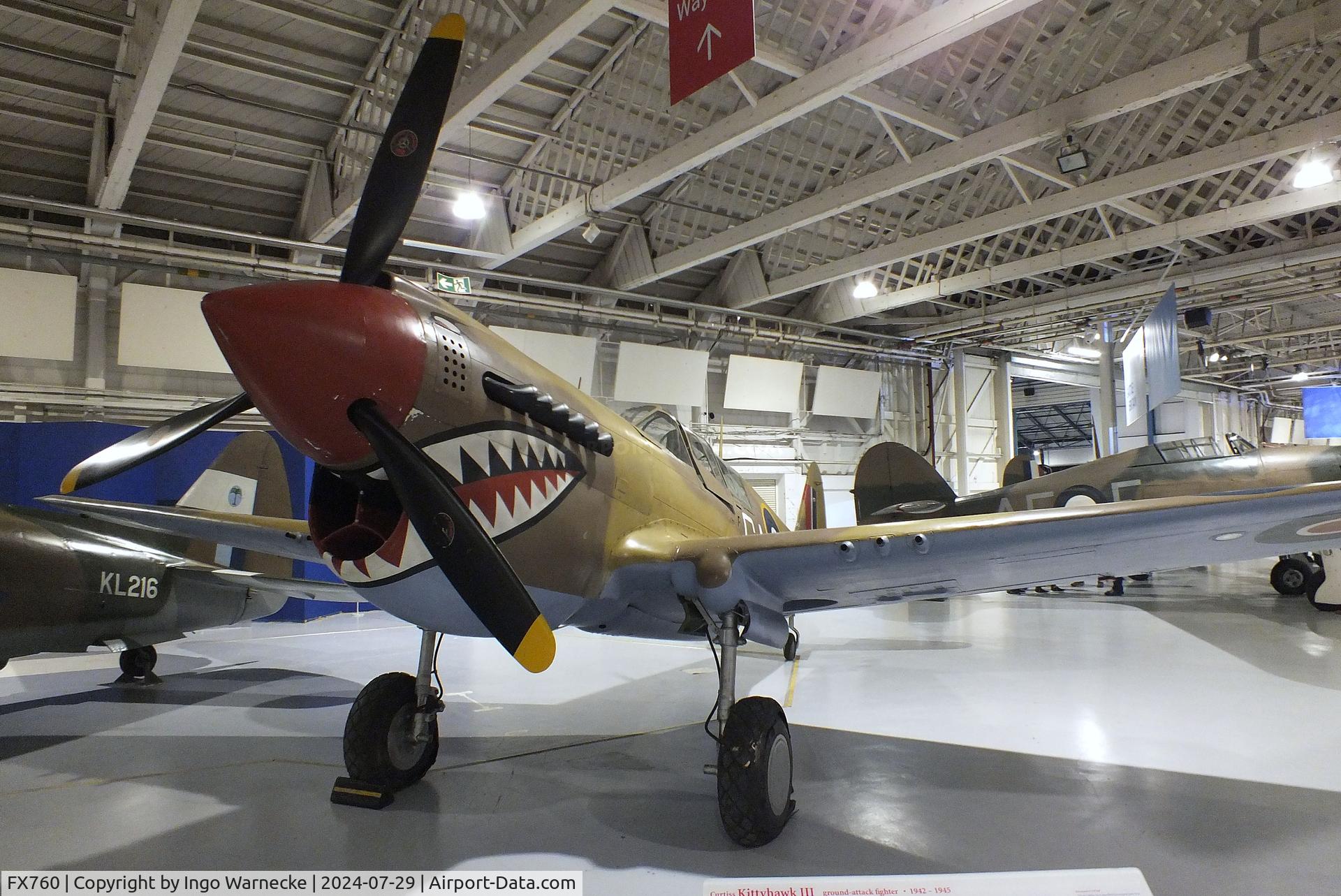 FX760, Curtiss Kittyhawk IV C/N 33840, Curtiss P-40N-15-CU Warhawk at the RAF Museum Hendon