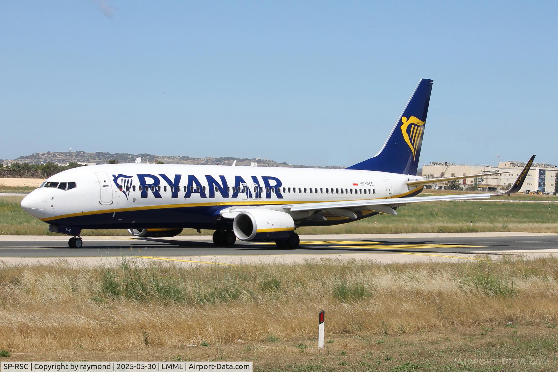 SP-RSC, 2018 Boeing 737-8AS(WL) C/N 44843, Ryanair Sun Boeing 737-800 reg SP-RSC on the taxiway at Malta.