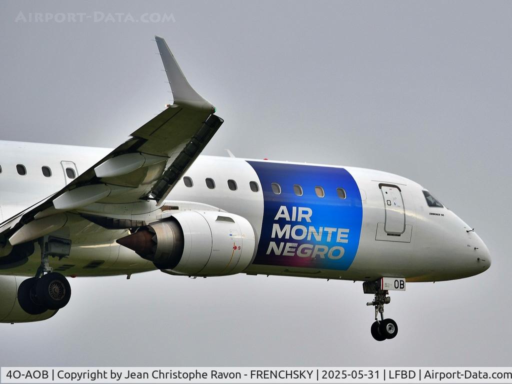 4O-AOB, 2009 Embraer 195LR (ERJ-190-200LR) C/N 19000283, Caen (CFR)	Bordeaux (BOD)	4O2587