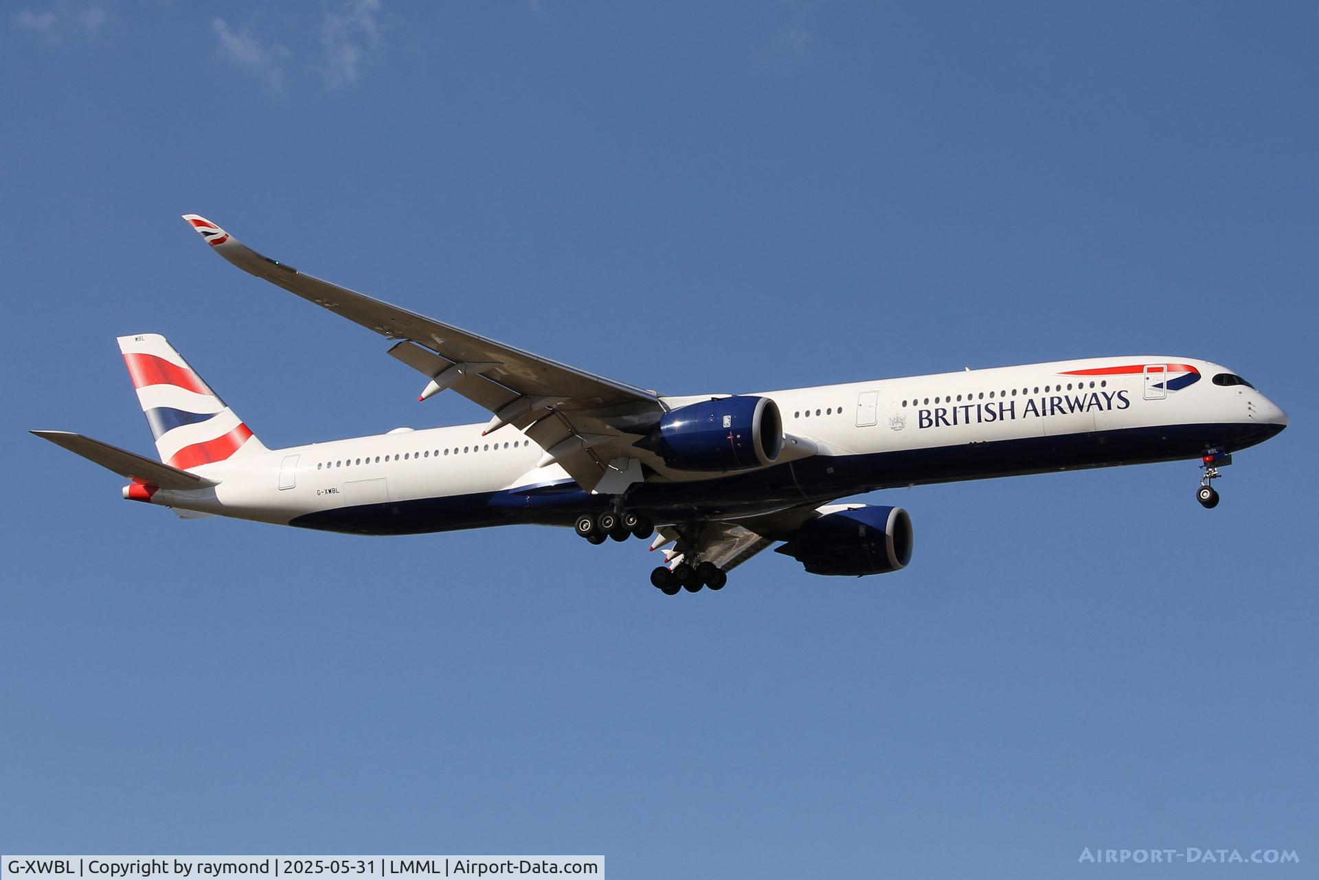 G-XWBL, 2022 Airbus A350-1041 C/N 547, Airbus A350-1041 reg G-XWBL of British Airways landing in Malta to go to Lufthansa Technik Malta for maintenance.