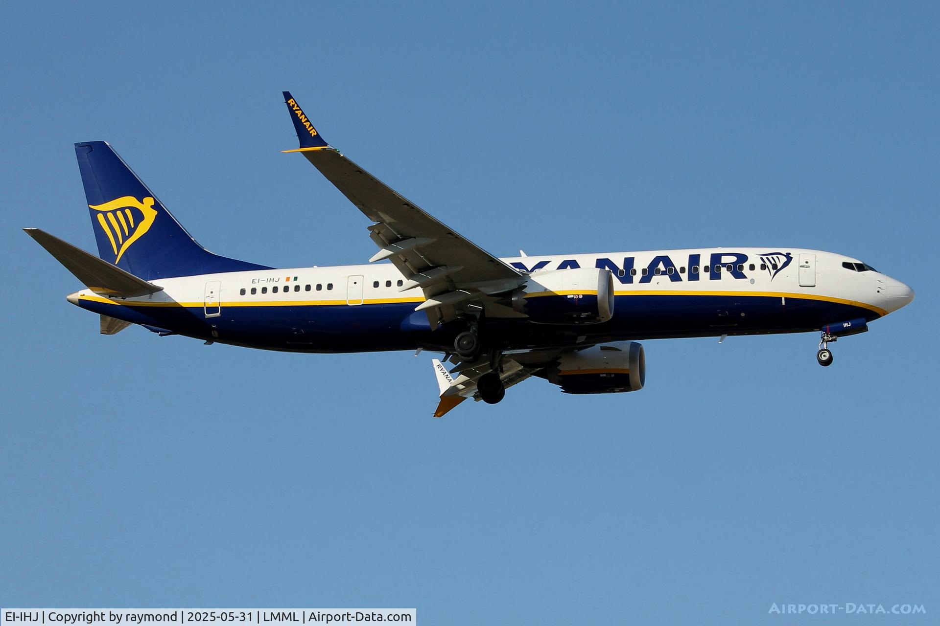 EI-IHJ, 2023 Boeing 737-8MAX 200 C/N 67083, Boeing 737-8 MAX 200 reg EI-IHJ of Ryanair landing in Malta.