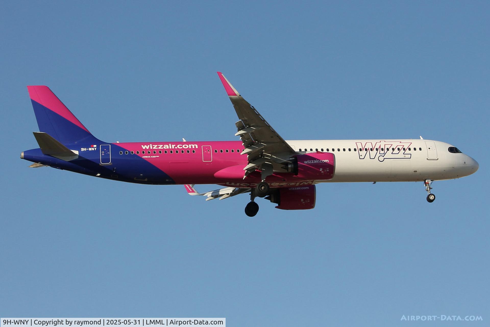 9H-WNY, Airbus 321-271NX C/N 12480, Wizzair Malta Airbus A321Neo reg 9H-WNY landing in Malta.