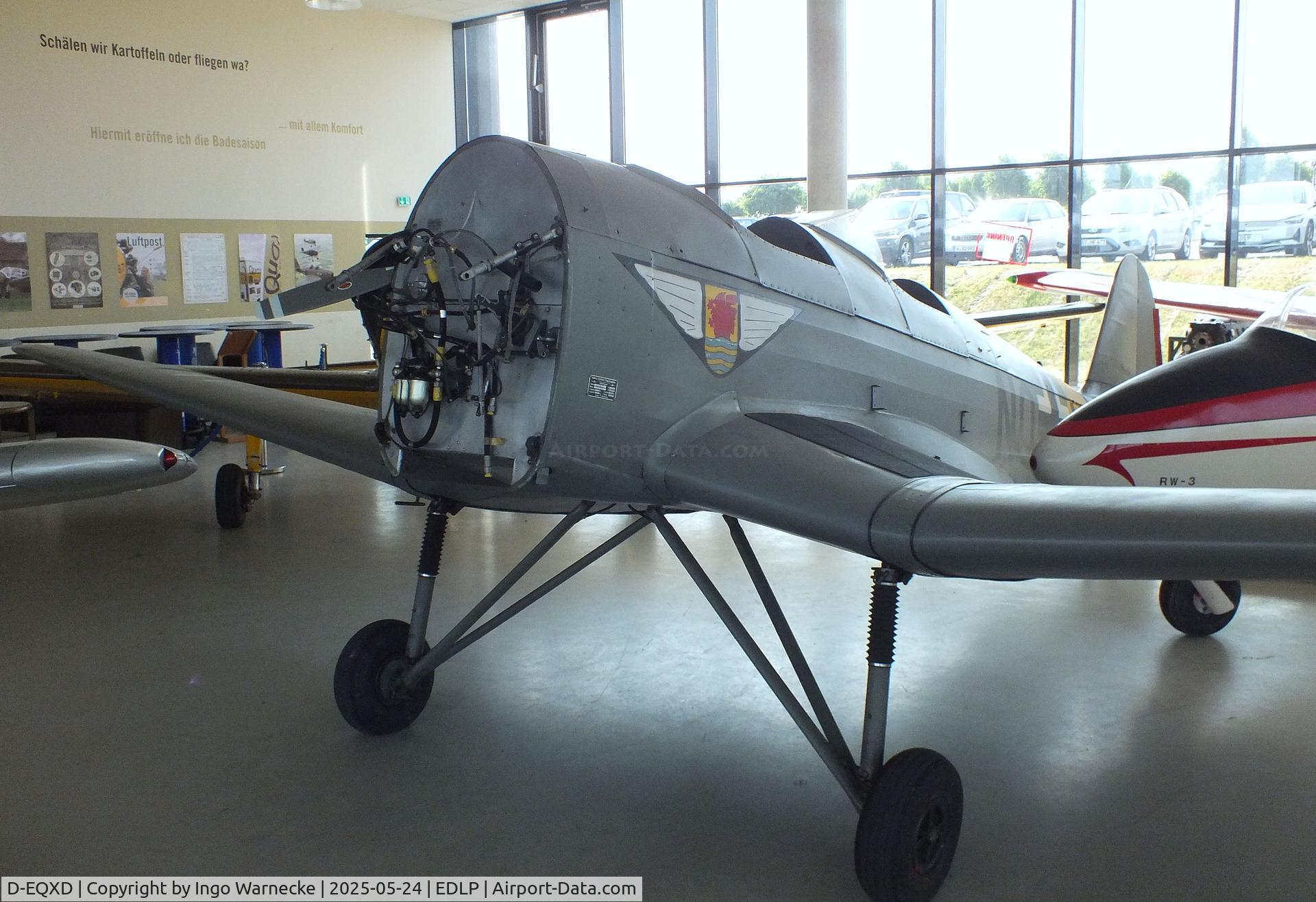 D-EQXD, 1941 Klemm Kl-35D C/N 1979, Klemm Kl 35D (temporarily minus engine) at the 2025 Quax Hangartage / Hangardays at Paderborn Lippstadt airport