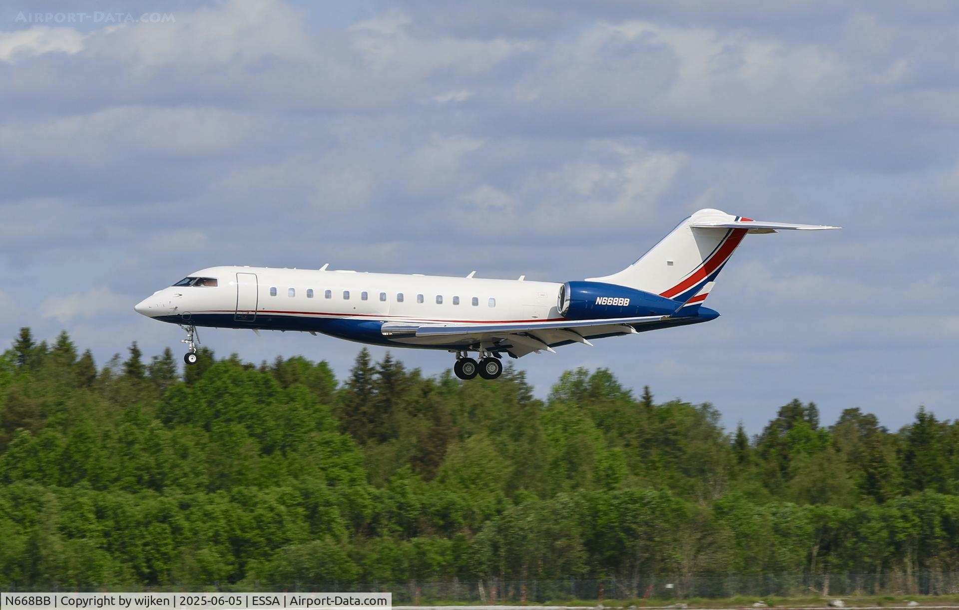 N668BB, 2018 Bombardier BD-700-1A10 Global 6000 C/N 9842, Rwy 26