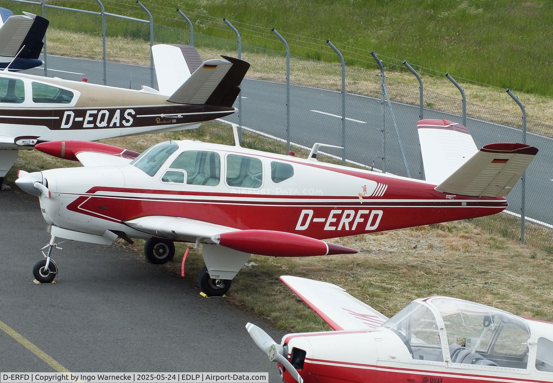 D-ERFD, 1956 Beech G35 Bonanza C/N D-4776, Beechcraft G35 Bonanza at the 2025 Quax Hangartage / Hangardays at Paderborn Lippstadt airport