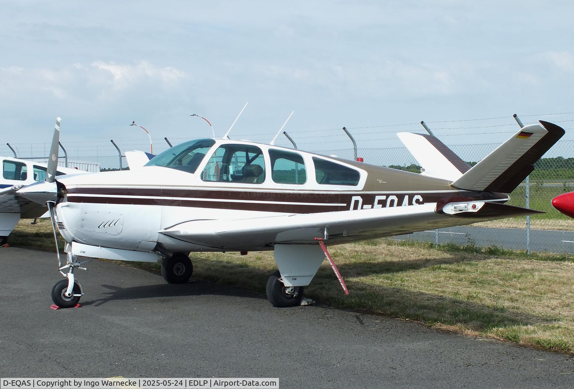 D-EQAS, Beech V-35 Bonanza C/N D-8390, Beechcraft V35 Bonanza at the 2025 Quax Hangartage / Hangardays at Paderborn Lippstadt airport