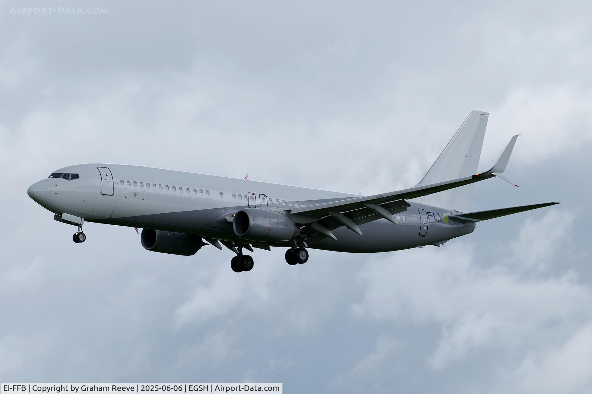 EI-FFB, 2012 Boeing B-737-8K5(W) C/N 37243, Landing at Norwich.
