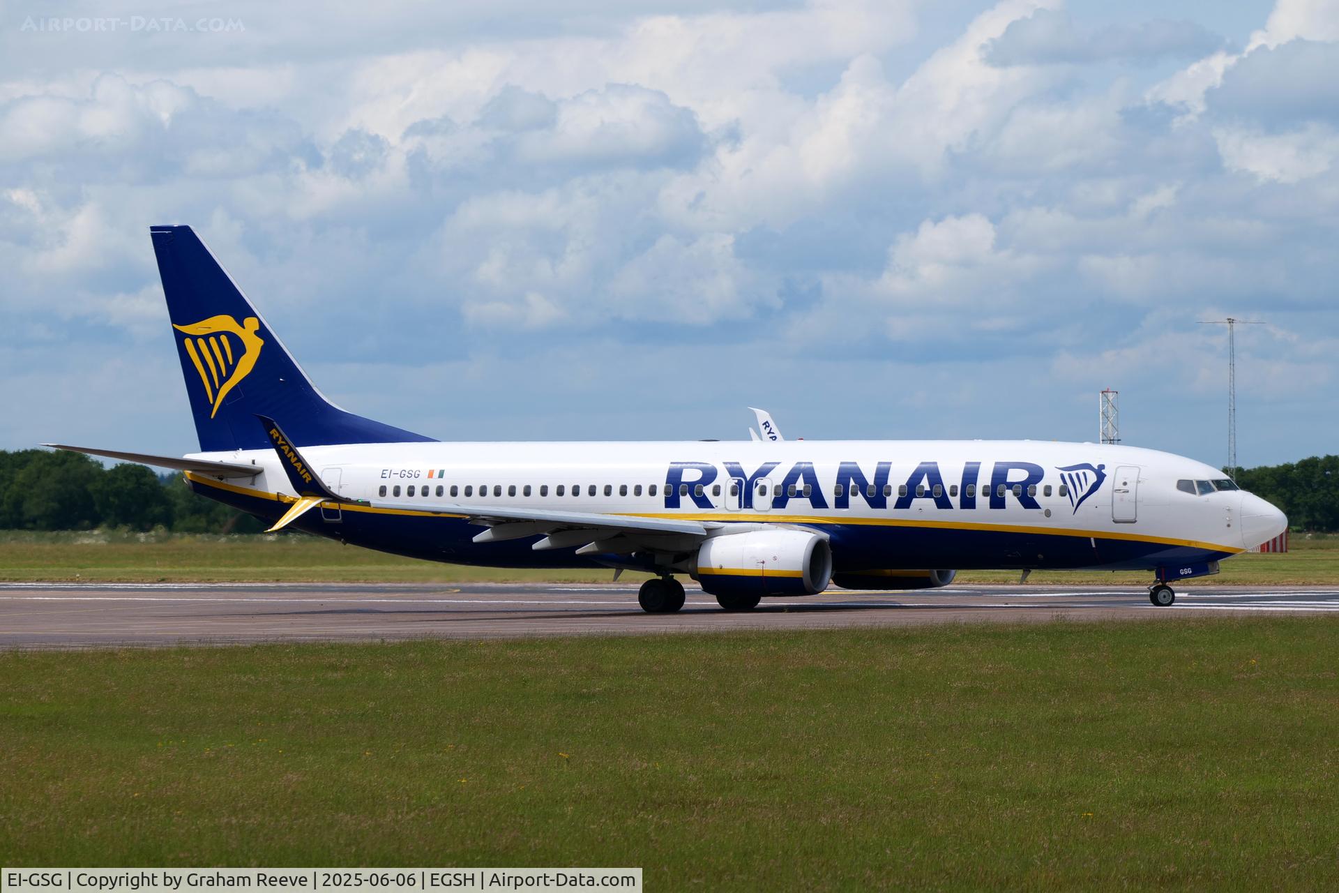 EI-GSG, 2018 Boeing 737-800 C/N 44849, Landing at Norwich.