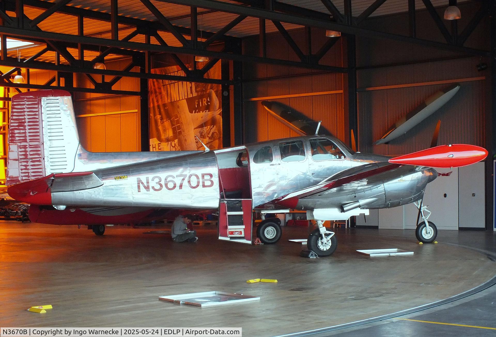 N3670B, 1954 Beech B50 C/N CH-63, Beechcraft B50 Twin Bonanza at the 2025 Quax Hangartage / Hangardays at Paderborn Lippstadt airport