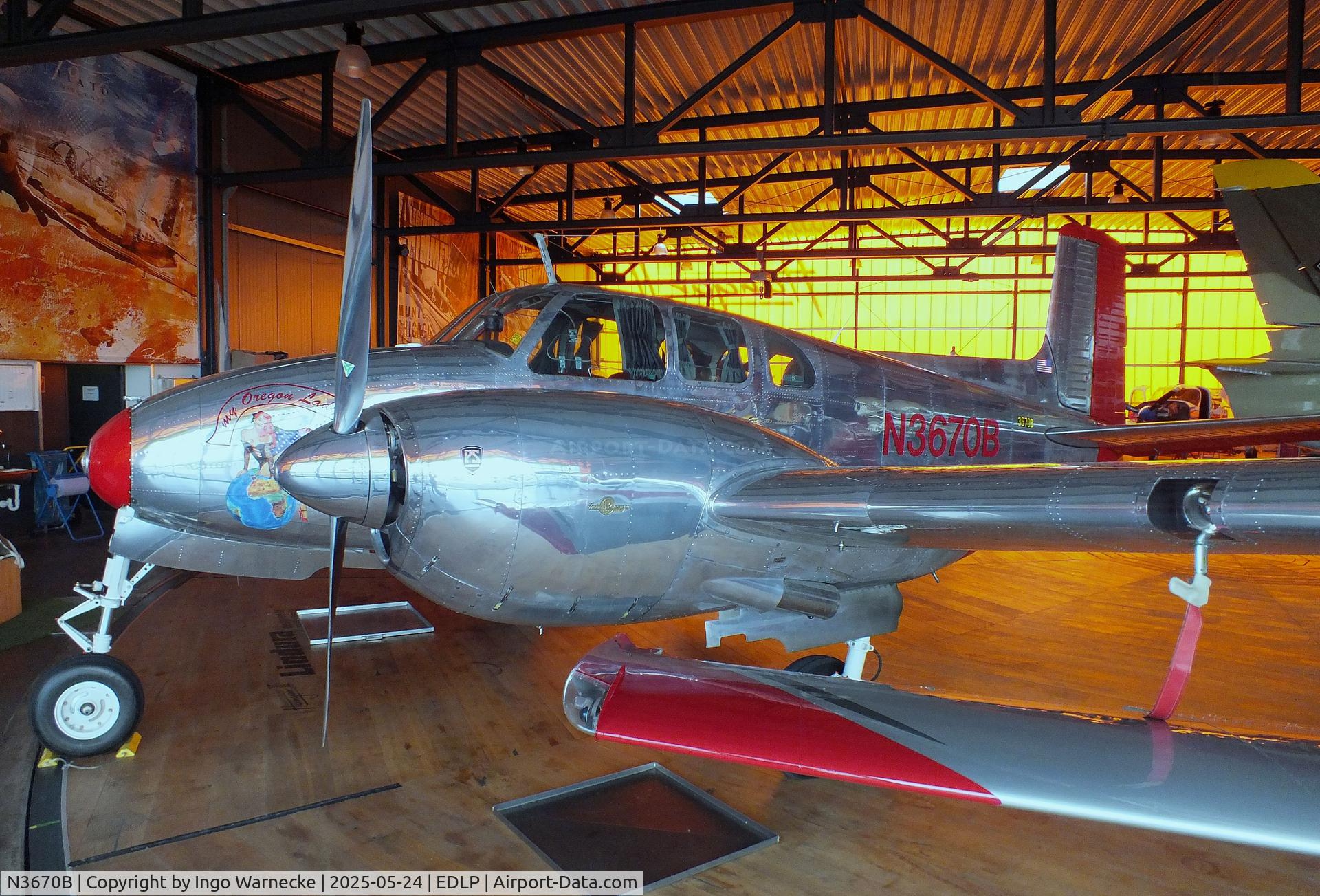N3670B, 1954 Beech B50 C/N CH-63, Beechcraft B50 Twin Bonanza at the 2025 Quax Hangartage / Hangardays at Paderborn Lippstadt airport