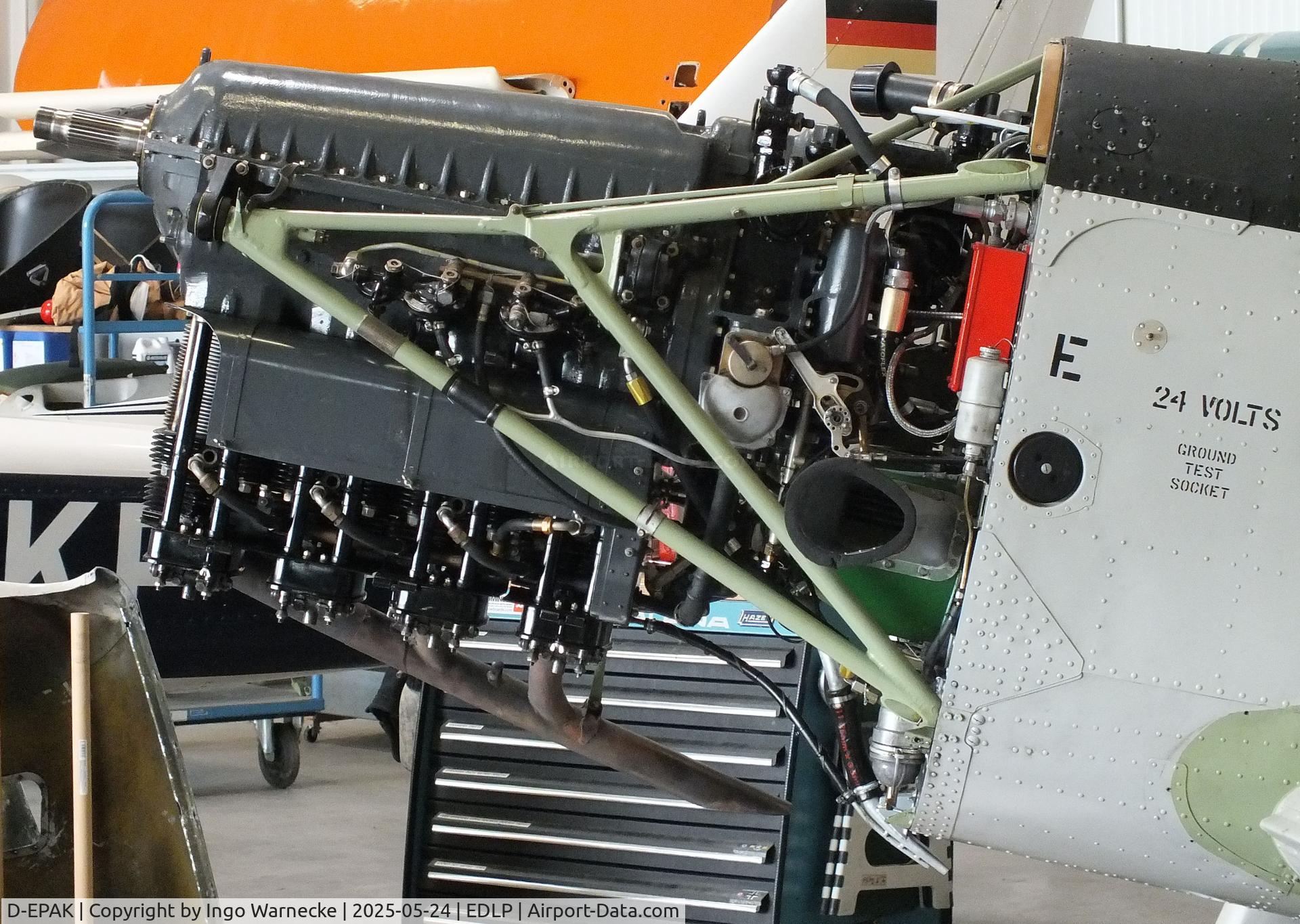 D-EPAK, 1951 De Havilland DHC-1 Chipmunk T.10 C/N C1/0328, De Havilland DHC-1 Chipmunk T10 (undergoing maintenance) at the 2025 Quax Hangartage / Hangardays at Paderborn Lippstadt airport